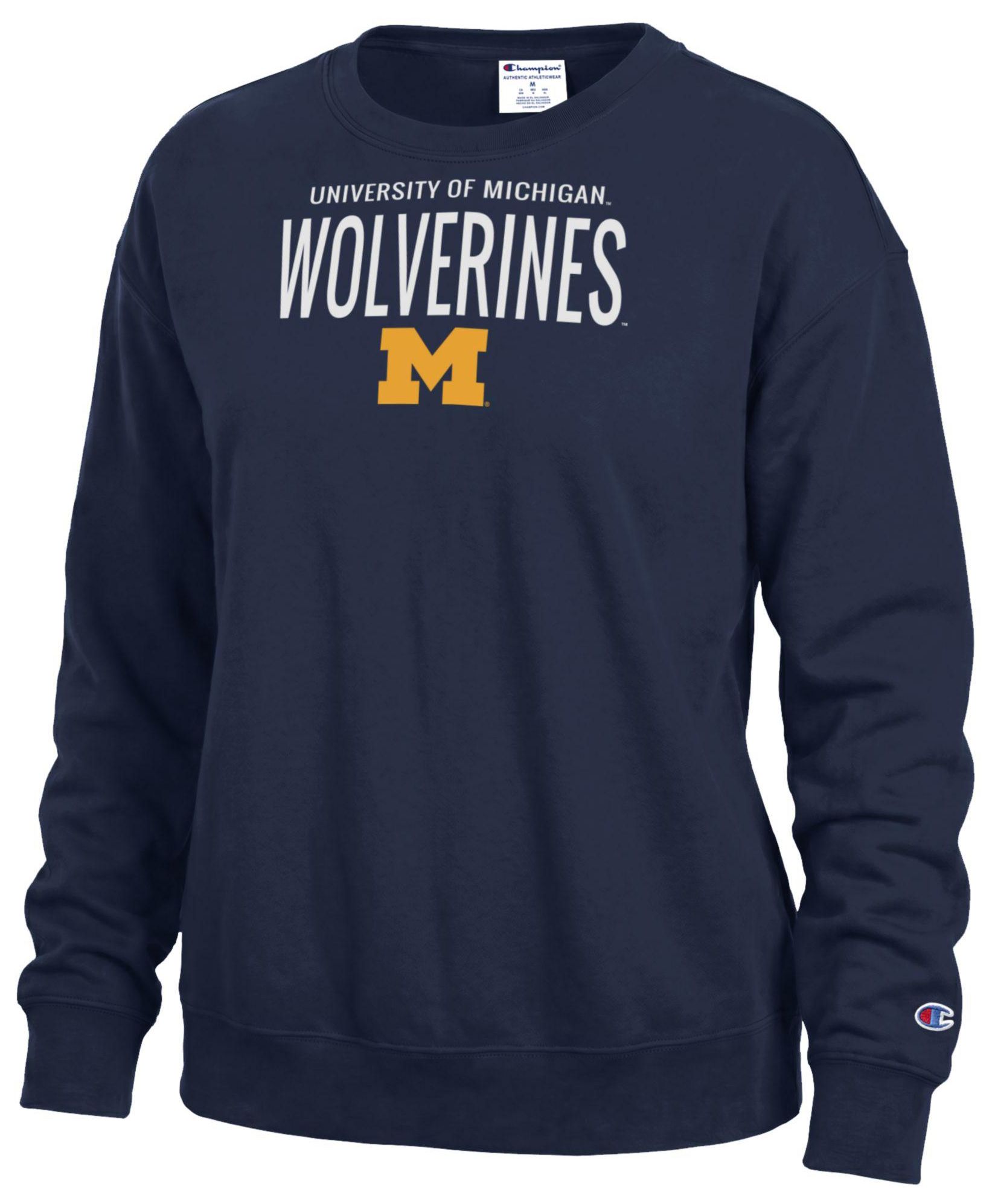 Champion Women's Michigan Wolverines Powerblend Fleece Crewneck Sweatshirt
