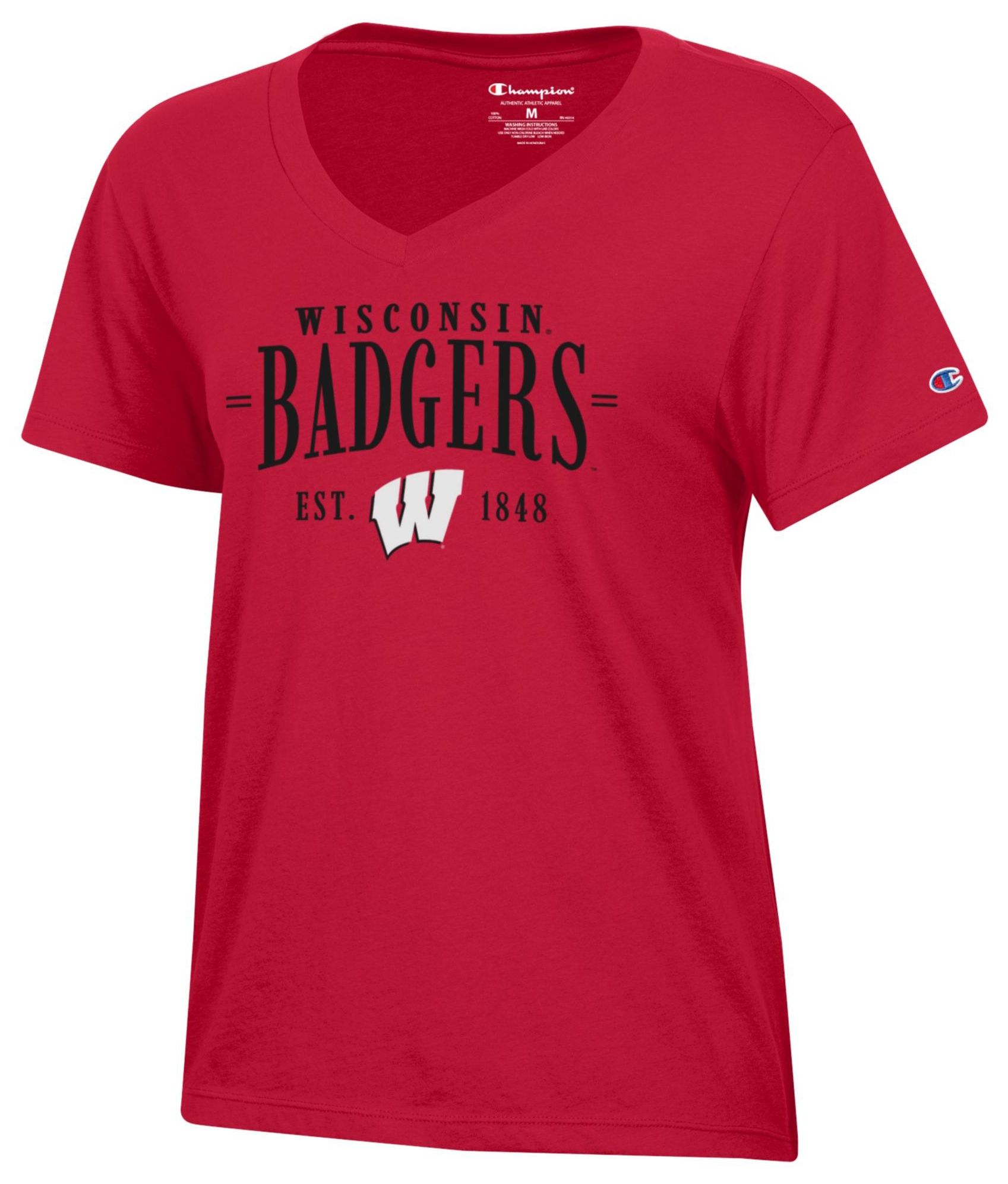 Champion Women's Wisconsin Badgers Core V-Neck T-Shirt