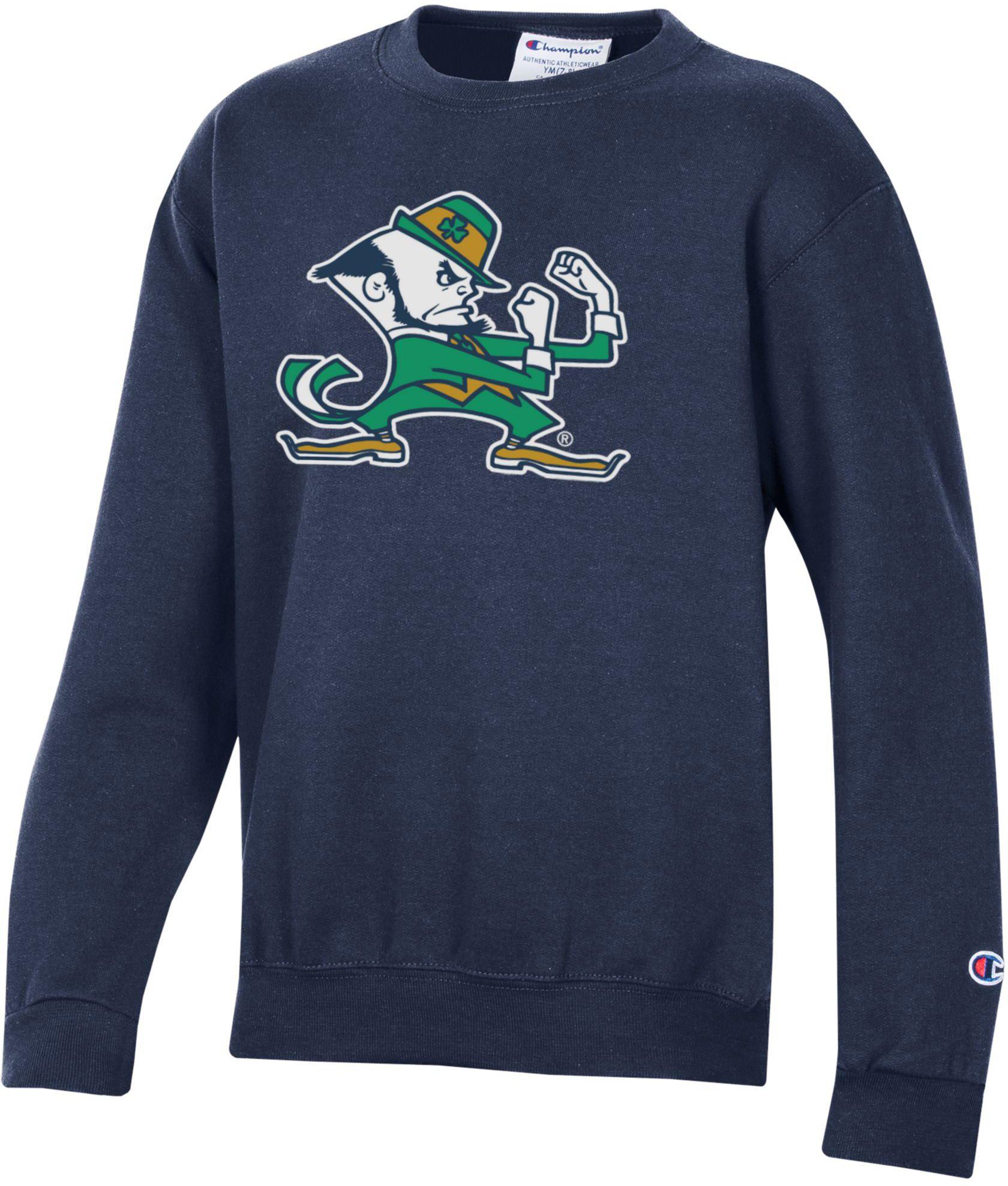 Champion Youth Notre Dame Fighting Irish Powerblend Fleece Blue Crewneck Sweatshirt