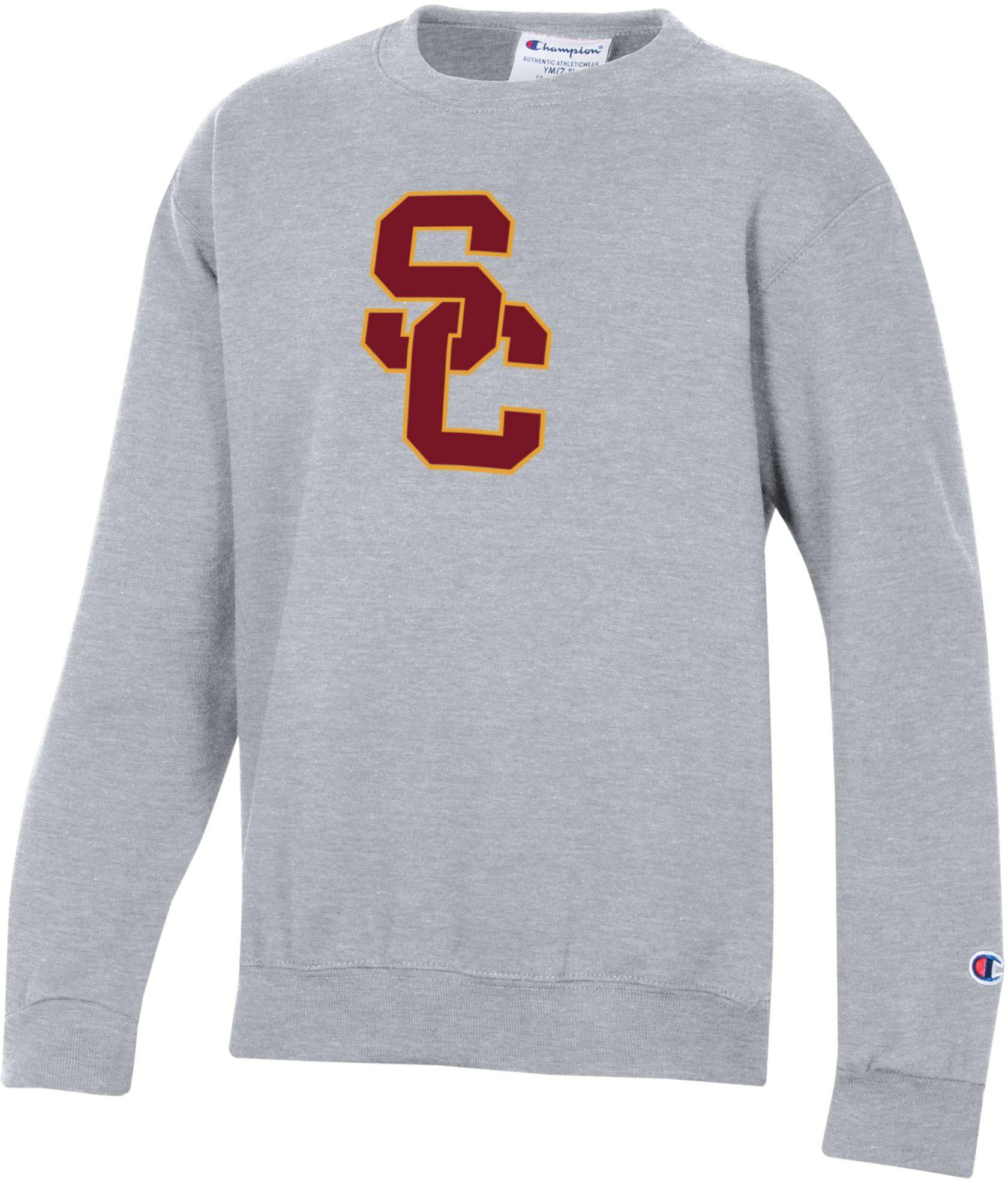 Champion Youth USC Trojans Powerblend Fleece Grey Crewneck Sweatshirt