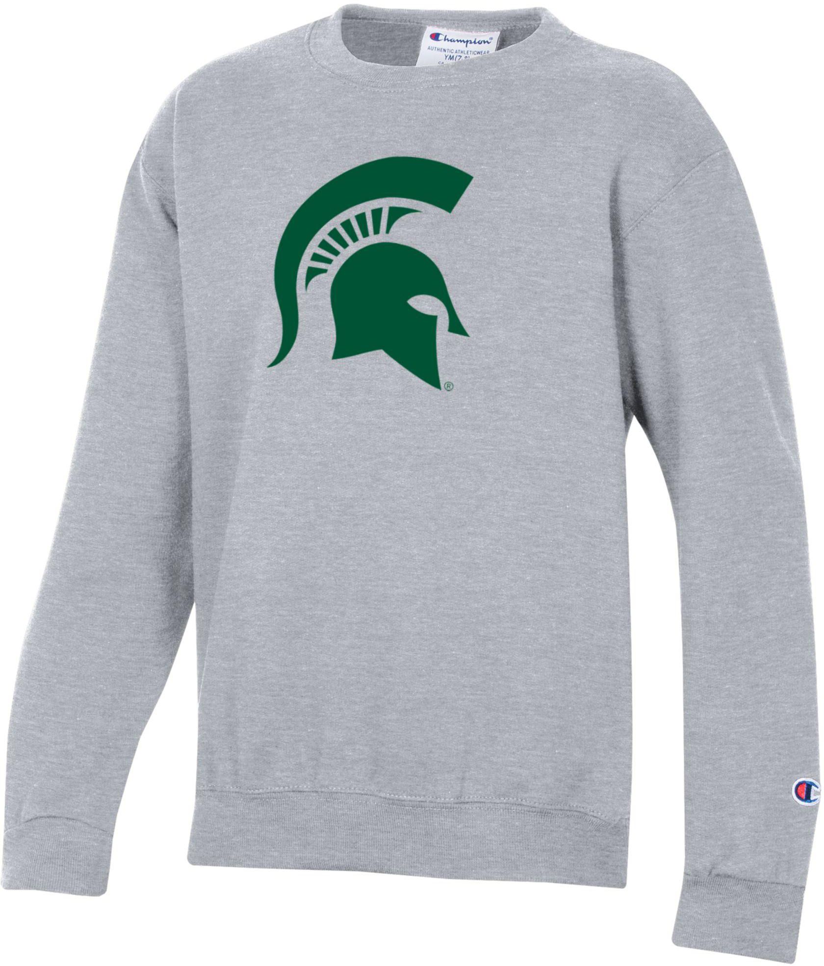 Champion Youth Michigan State Spartans Powerblend Fleece Grey Crewneck Sweatshirt