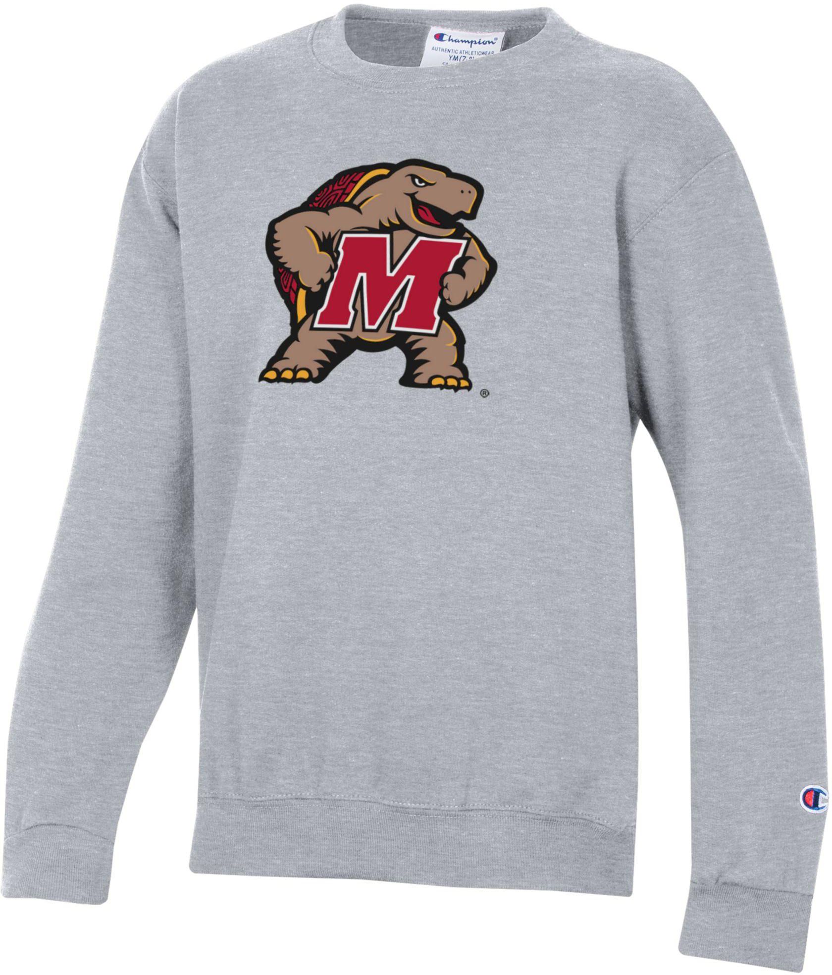 Champion Youth Maryland Terrapins Powerblend Fleece Grey Crewneck Sweatshirt