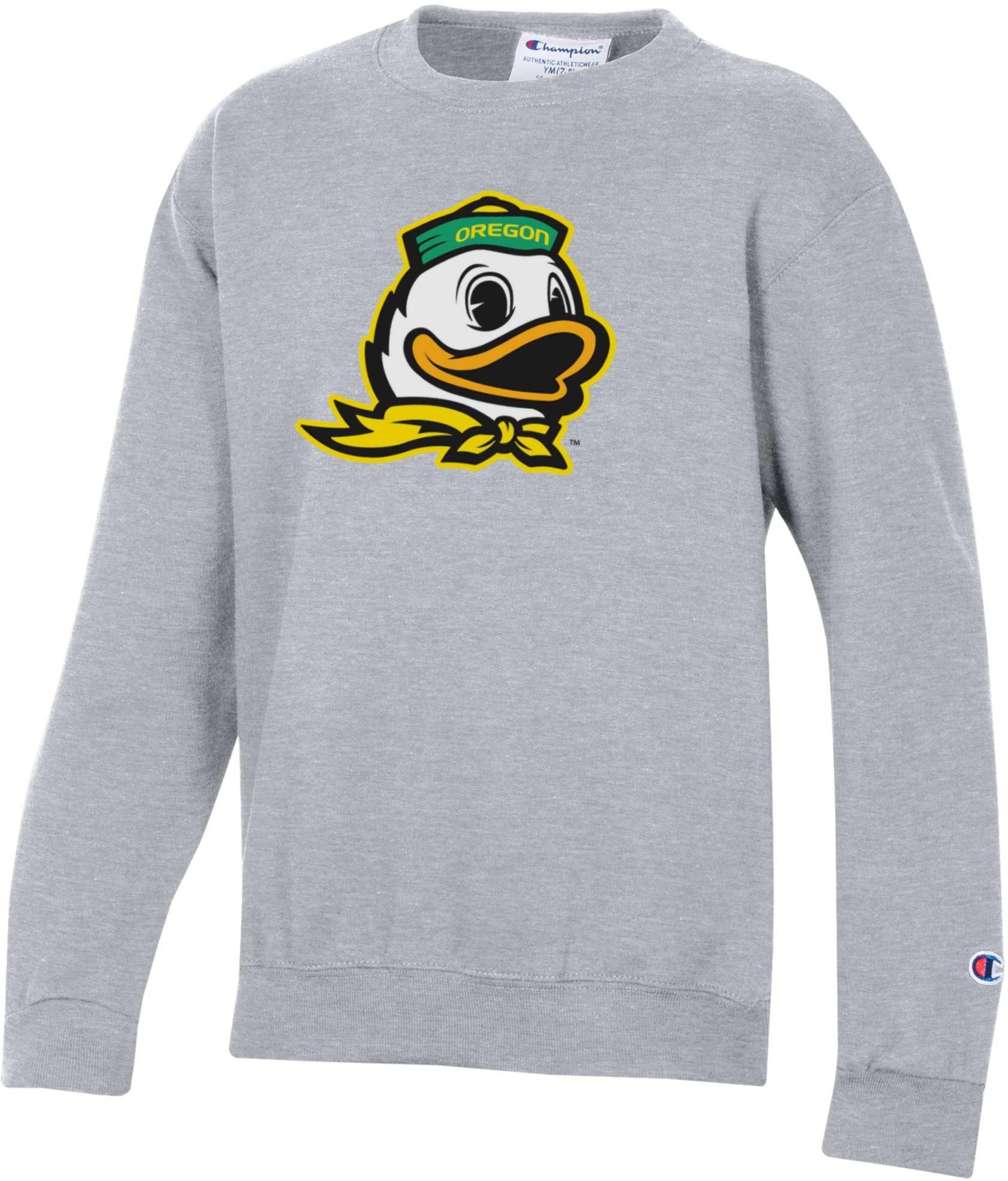Champion Youth Oregon Ducks Powerblend Fleece Grey Crewneck Sweatshirt