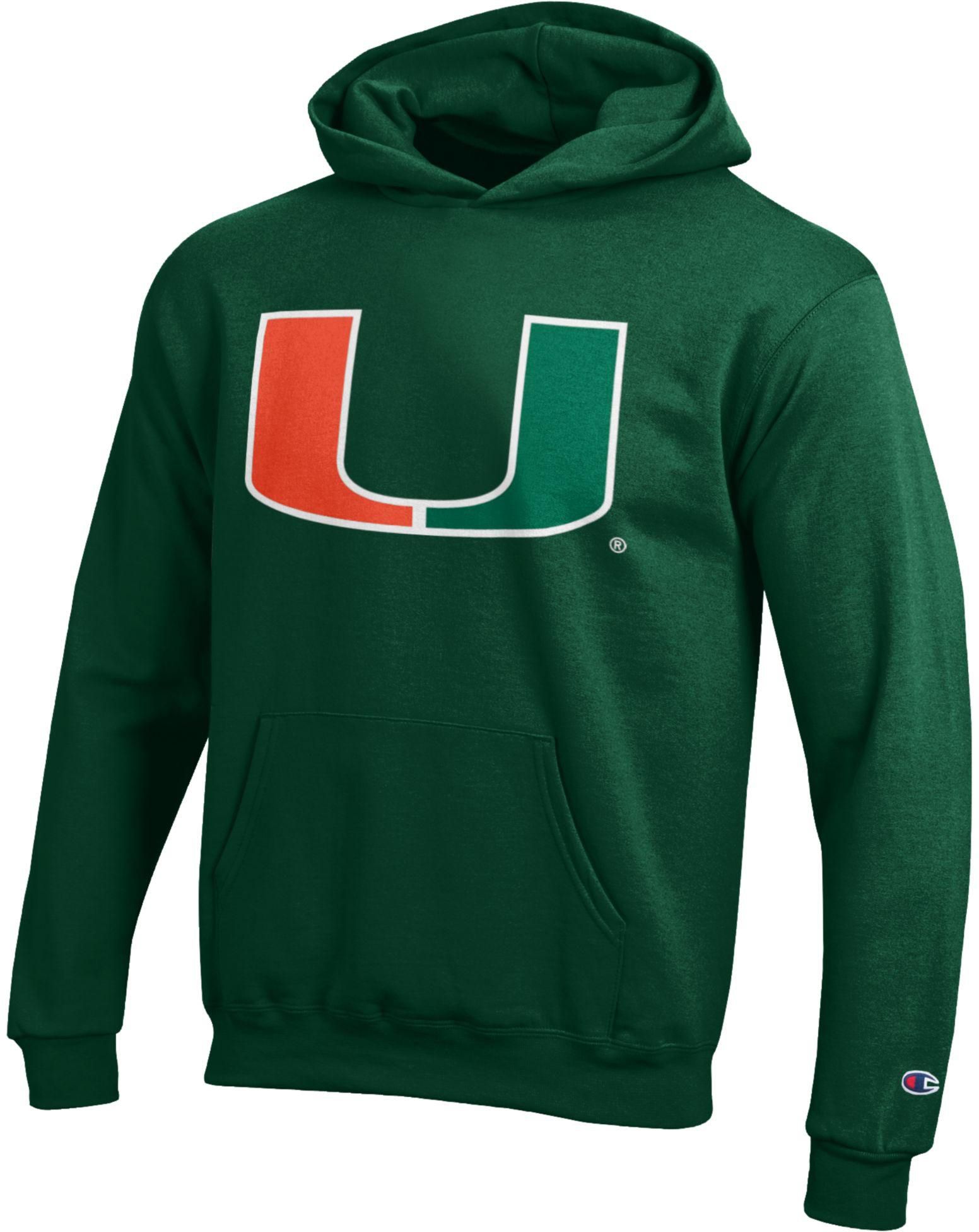 Champion Youth Miami Hurricanes Eco Powerblend Green Hoodie