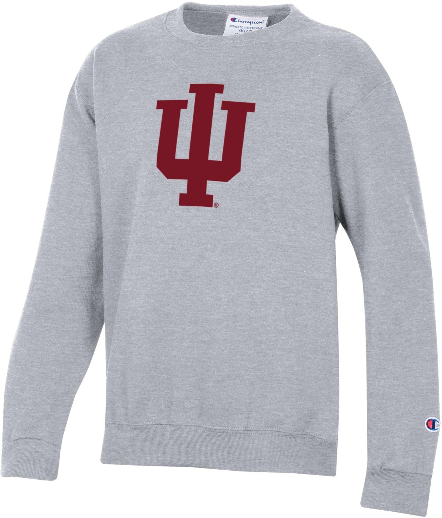 Champion Youth Indiana Hoosiers Powerblend Fleece Grey Crewneck Sweatshirt