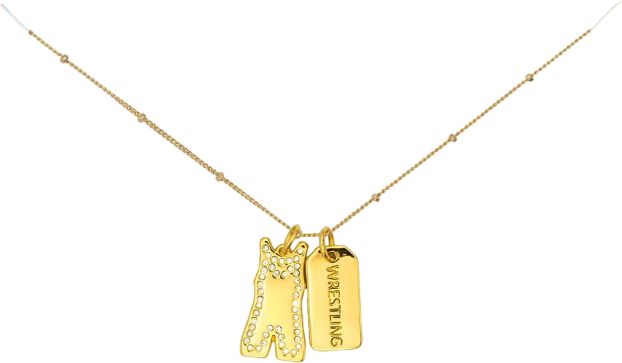 Chelsea Charles Wrestling Pave' Double Charm Gold Necklace