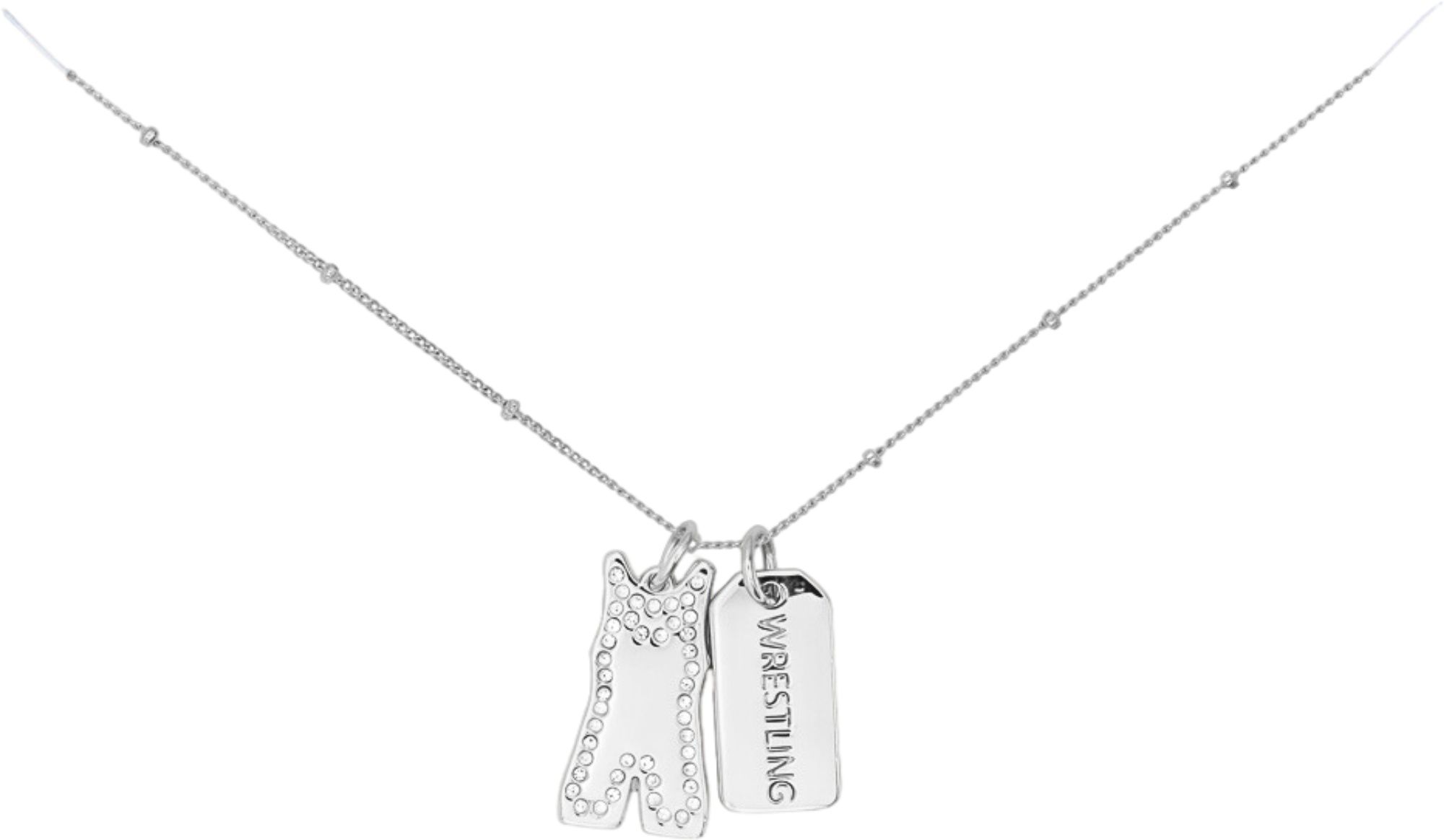 Chelsea Charles Wrestling Pave' Double Charm Silver Necklace