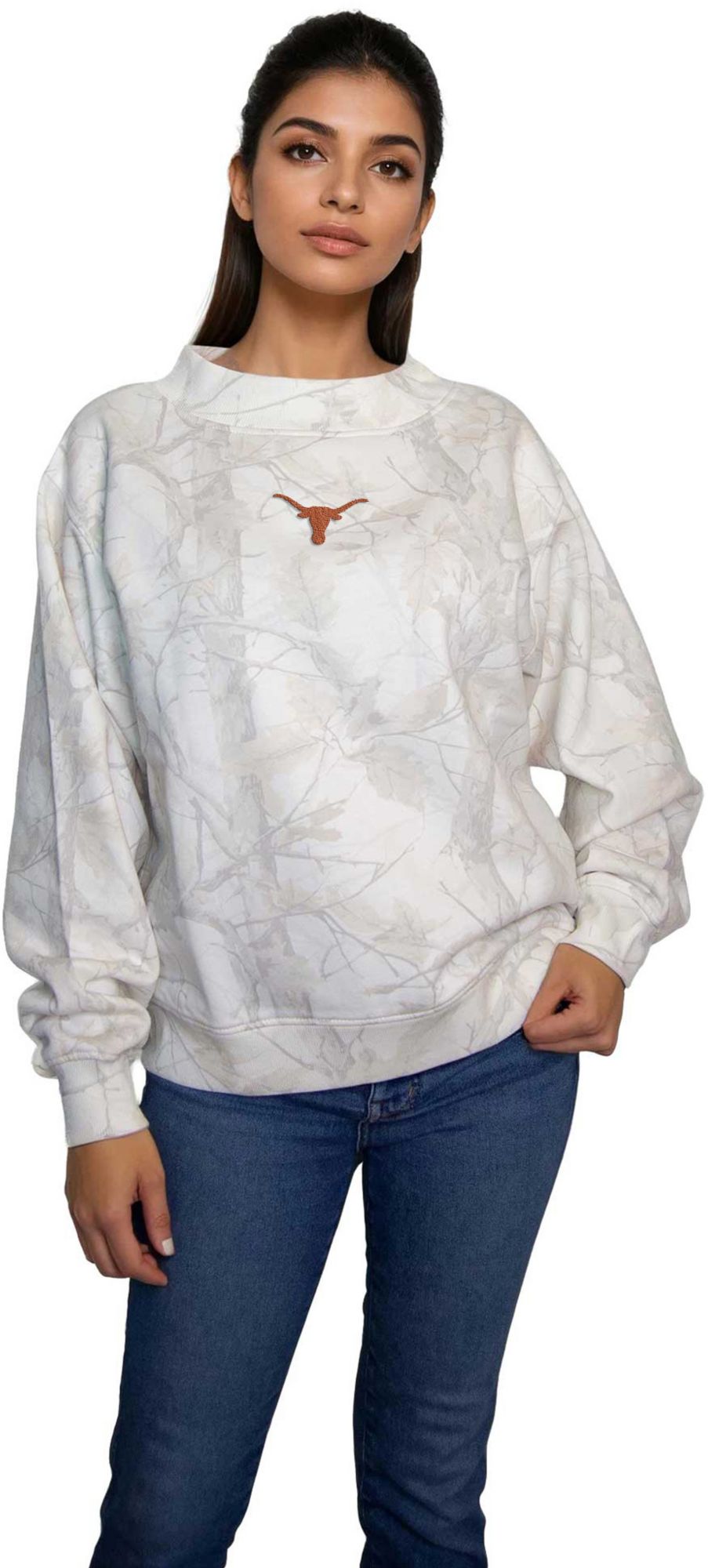 chicka-d Women's Texas Longhorns Camo Mockneck Sweatshirt