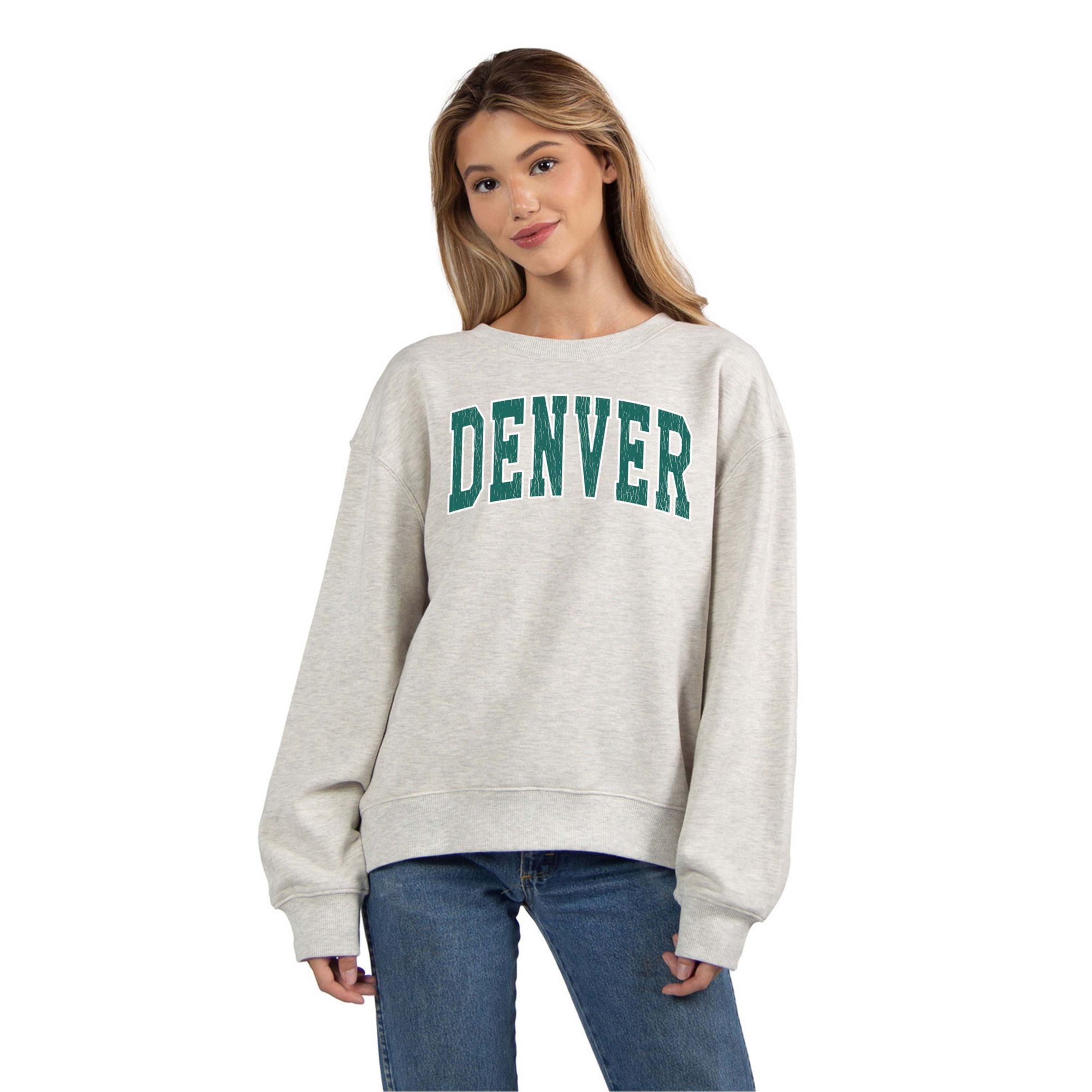 chicka-d Women's Denver FC Grey Wordmark Crewneck Sweatshirt