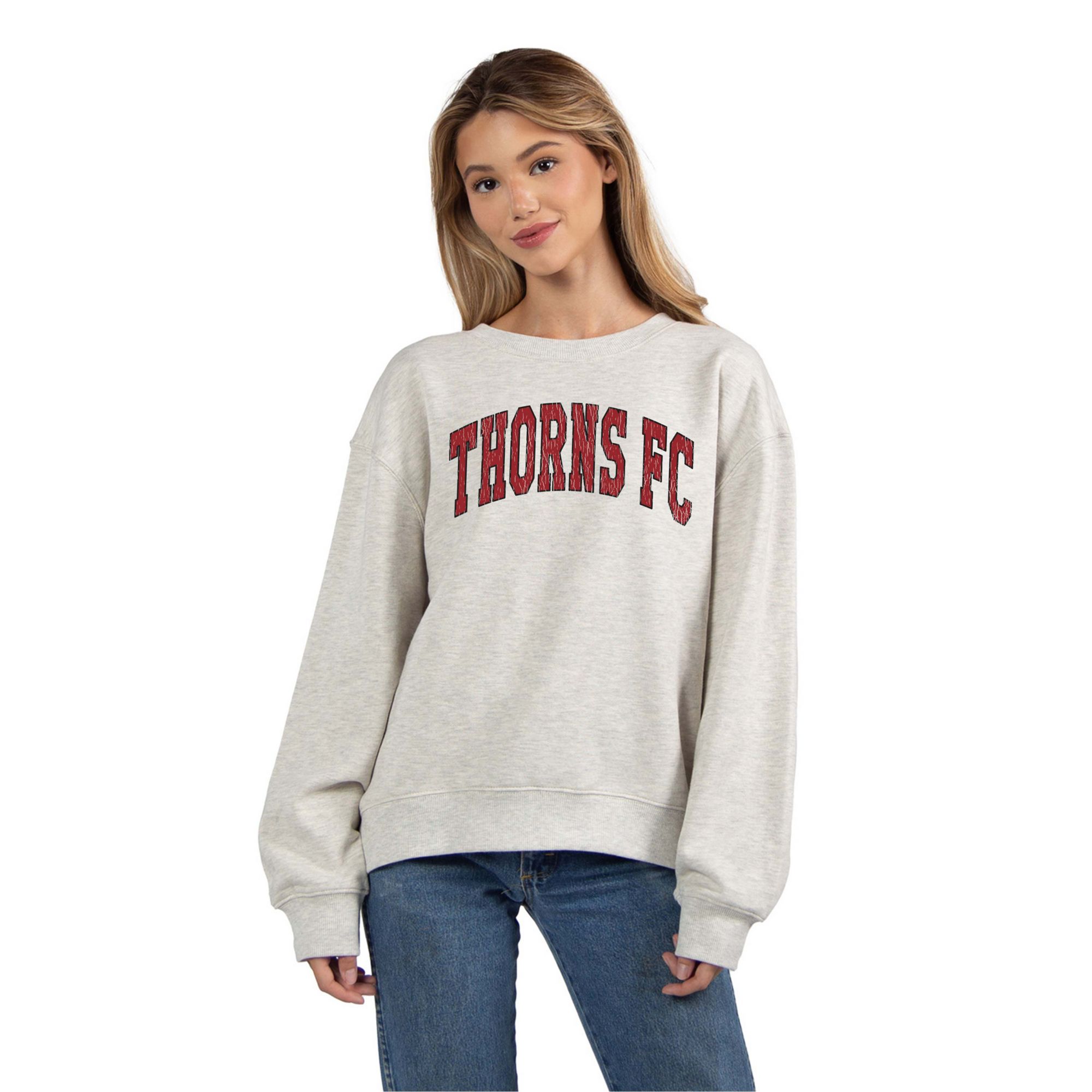 chicka-d Women's Portland Thorns FC Grey Wordmark Crewneck Sweatshirt