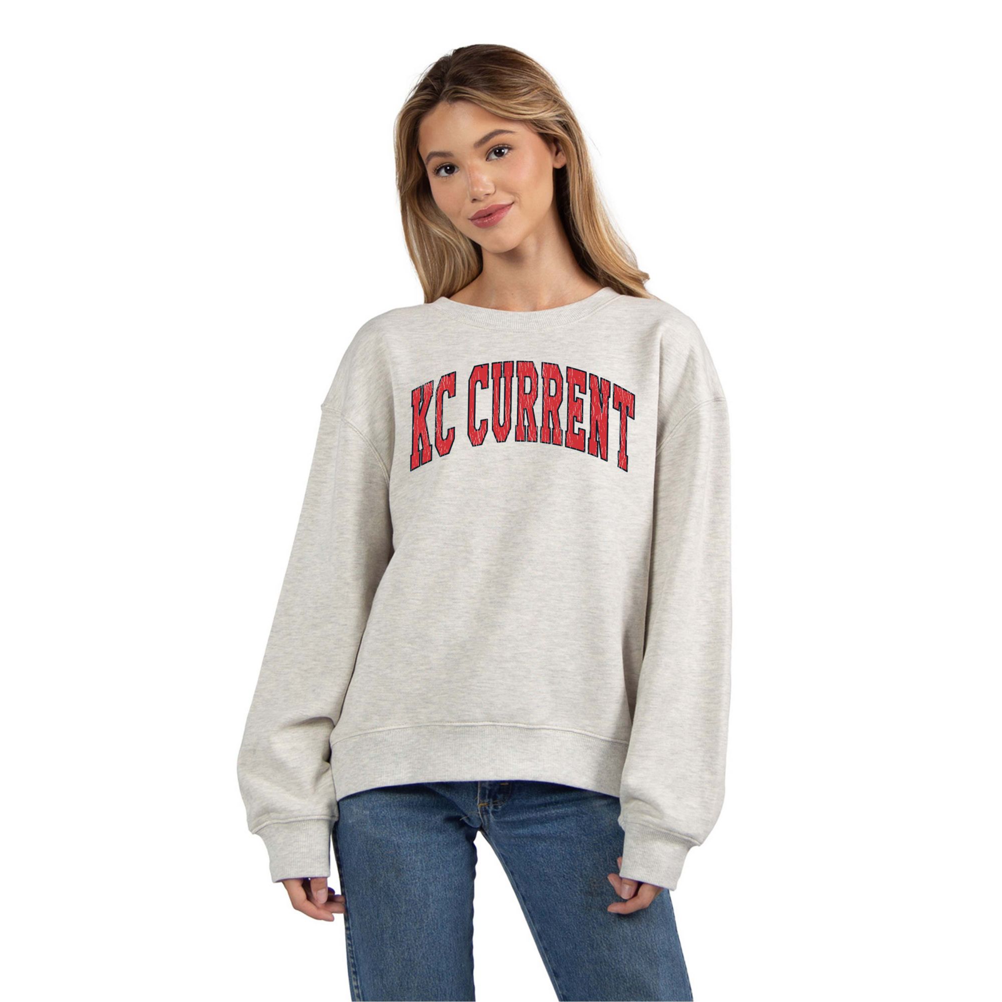 chicka-d Women's Kansas City Current Grey Wordmark Crewneck Sweatshirt