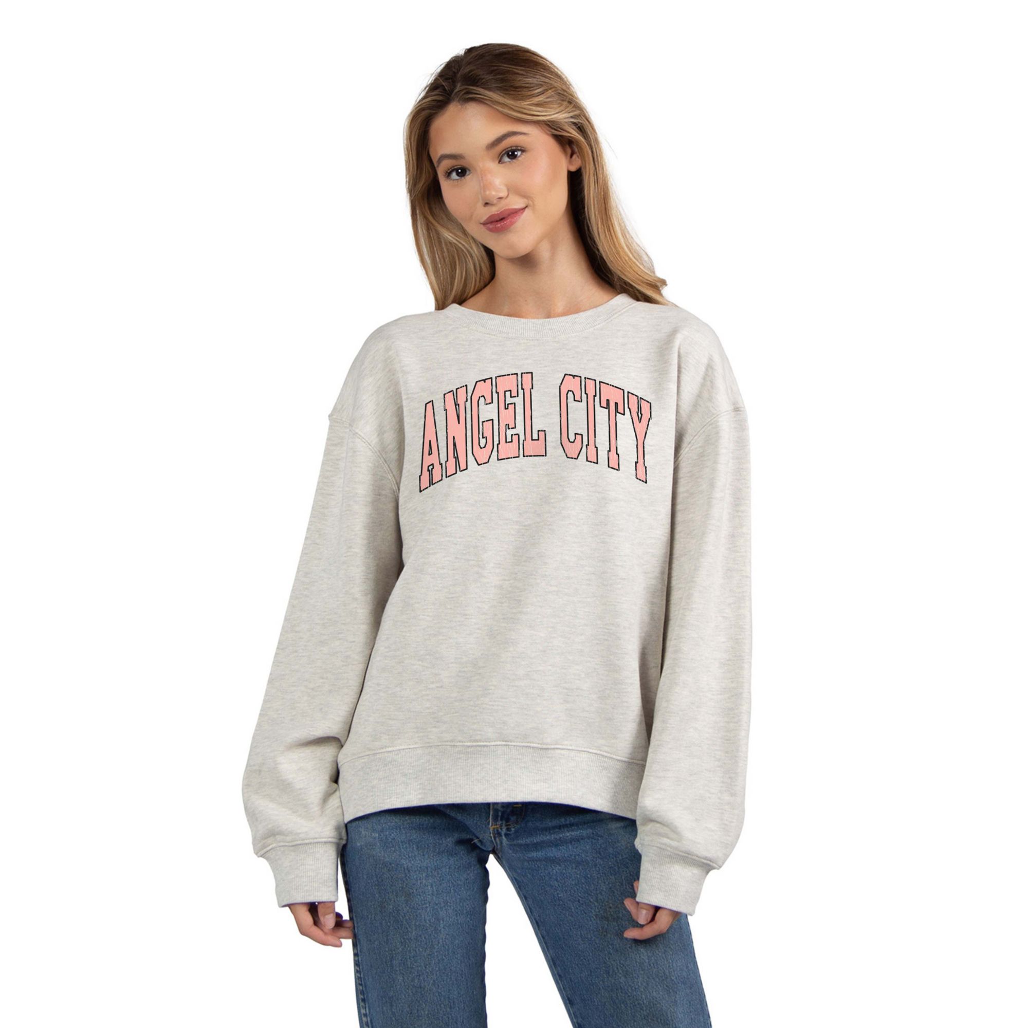 chicka-d Women's Angel City FC Grey Wordmark Crewneck Sweatshirt