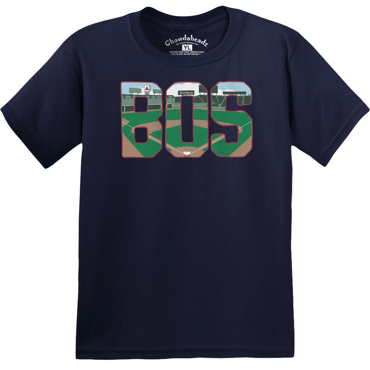 Chowdaheadz Youth Boston Navy Baseball Field T-Shirt