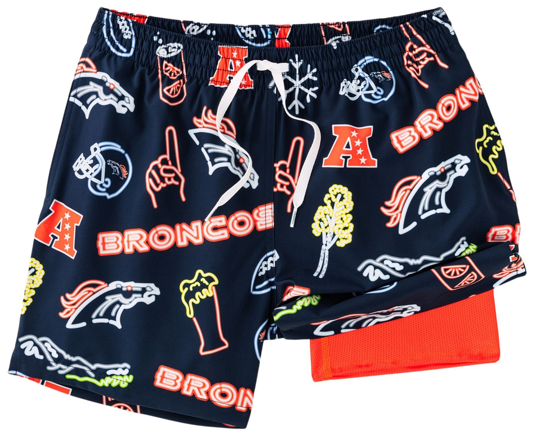 chubbies Men's Denver Broncos Navy Neon Swim Trunks