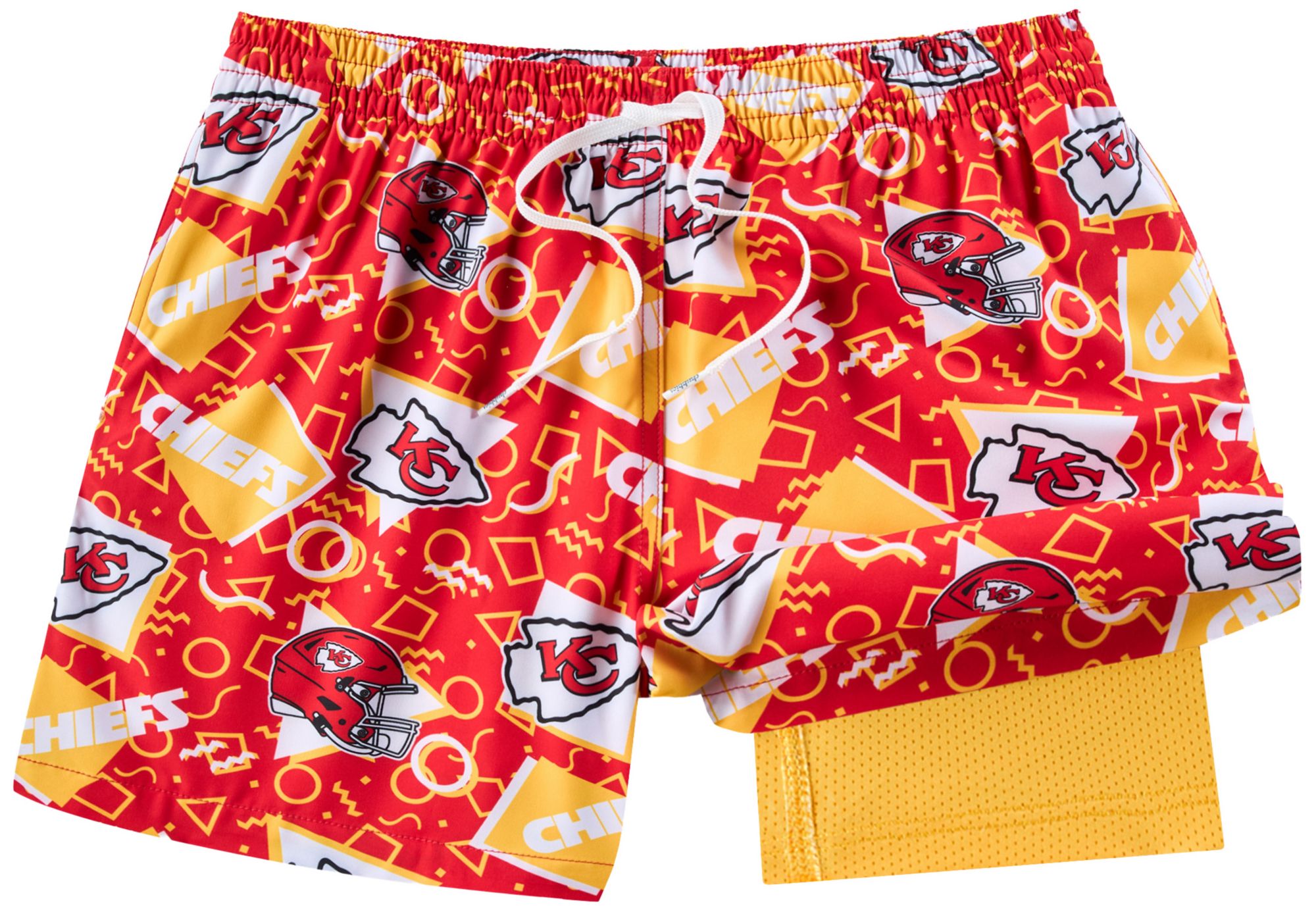 chubbies Men's Kansas City Chiefs Red Game Day Swim Trunks