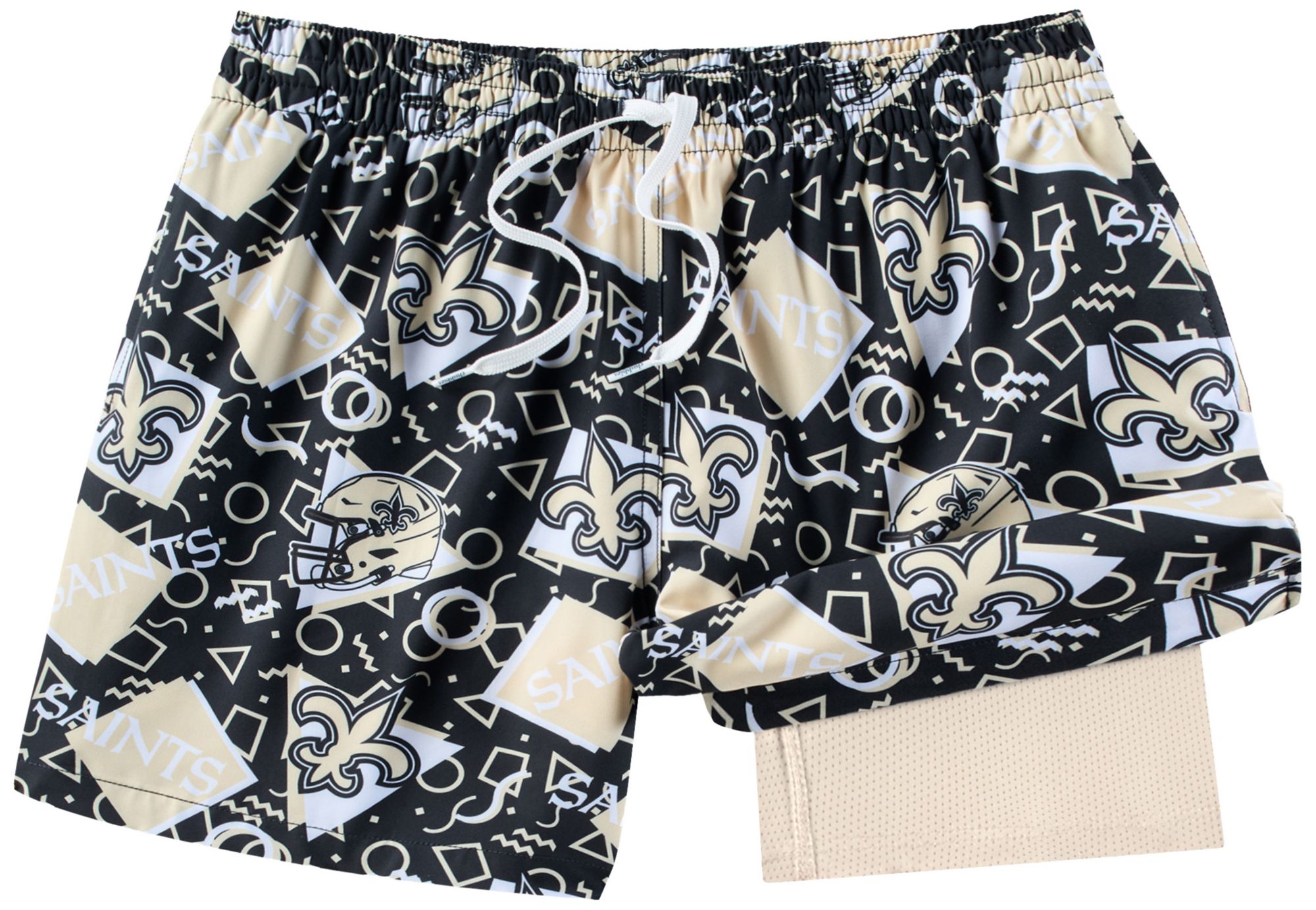 chubbies Men's New Orleans Saints Black Game Day Swim Trunks