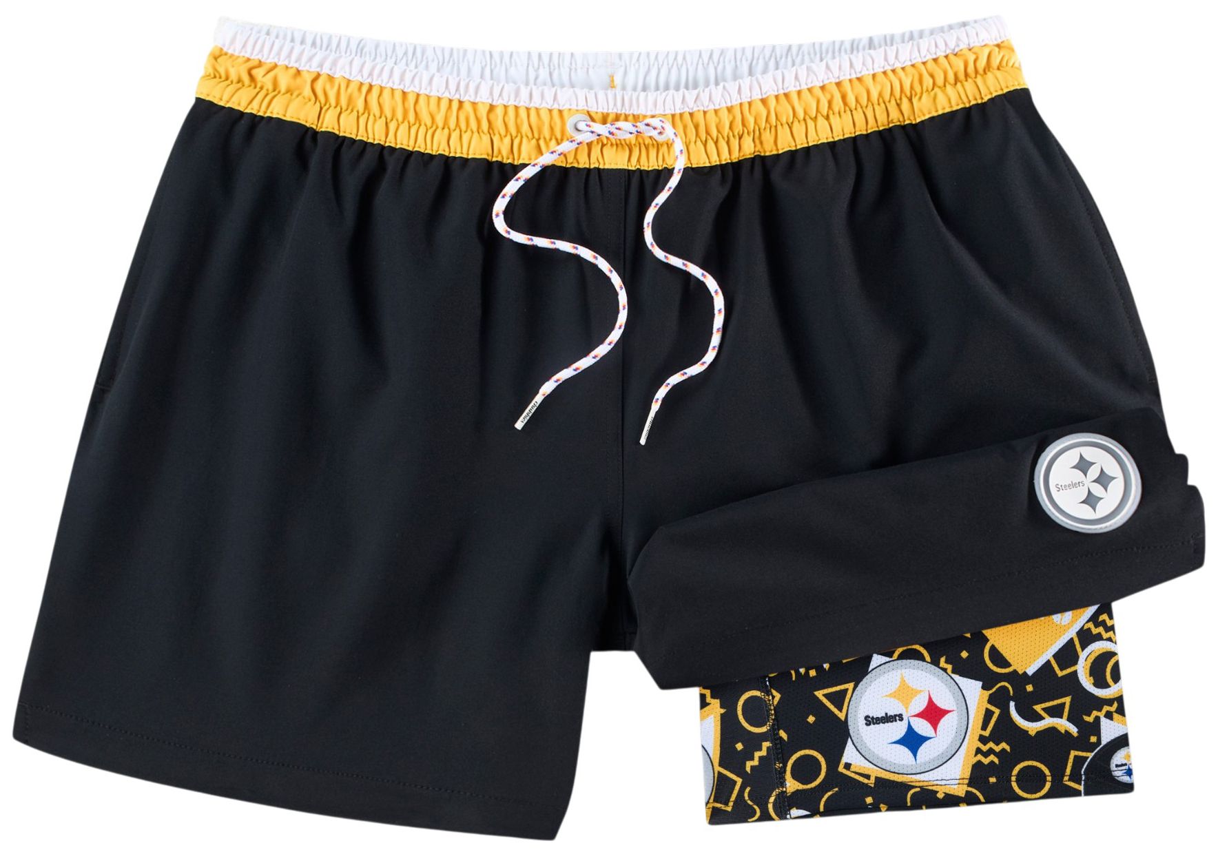 chubbies Men's Pittsburgh Steelers Black Secret Swim Trunks