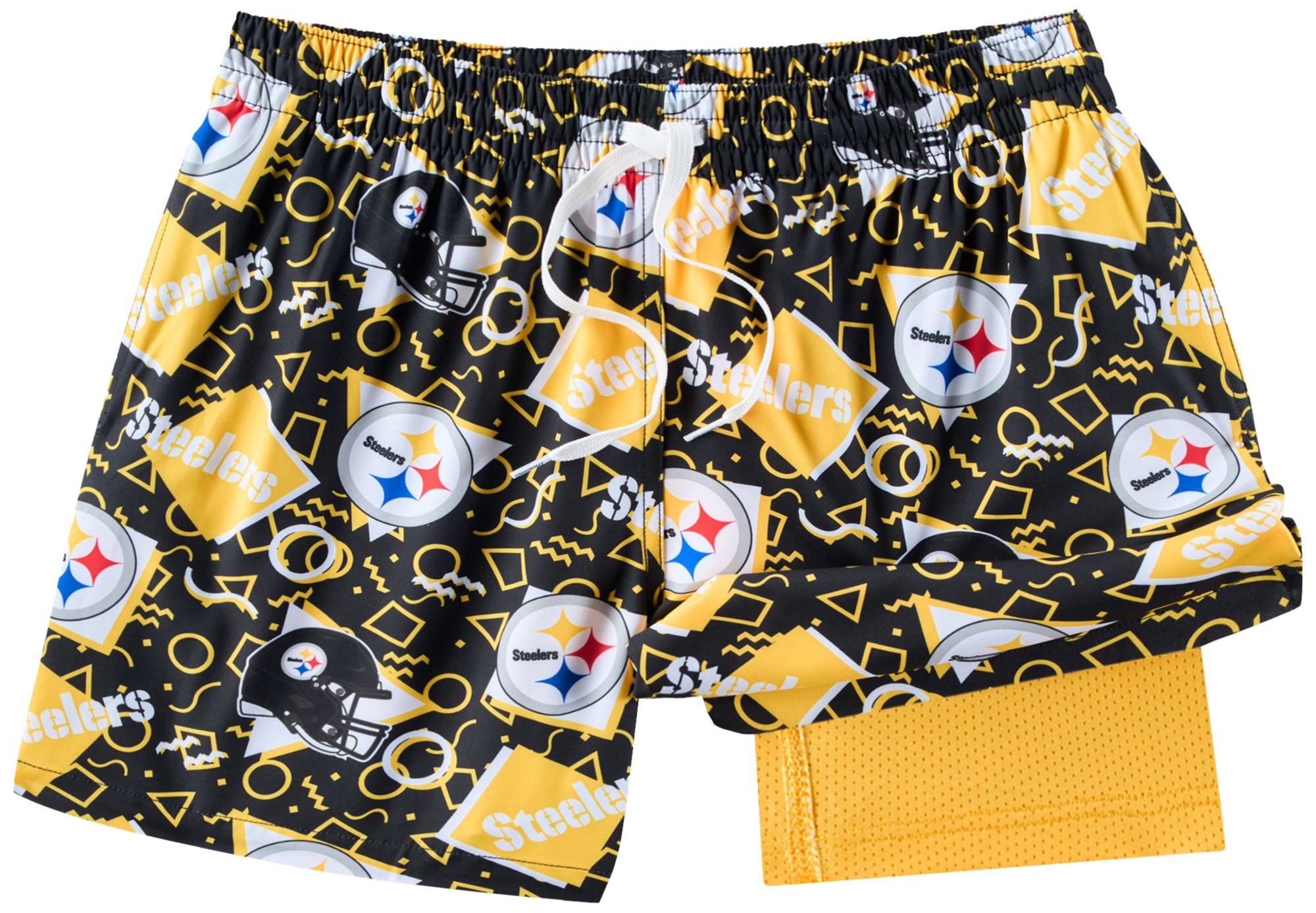chubbies Men's Pittsburgh Steelers Black Game Day Swim Trunks