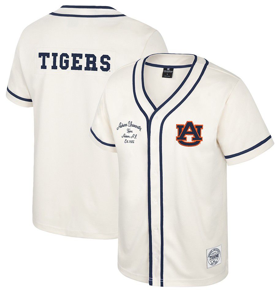 Colosseum Men's Auburn Tigers Cream Hunter Seeker Baseball Jersey