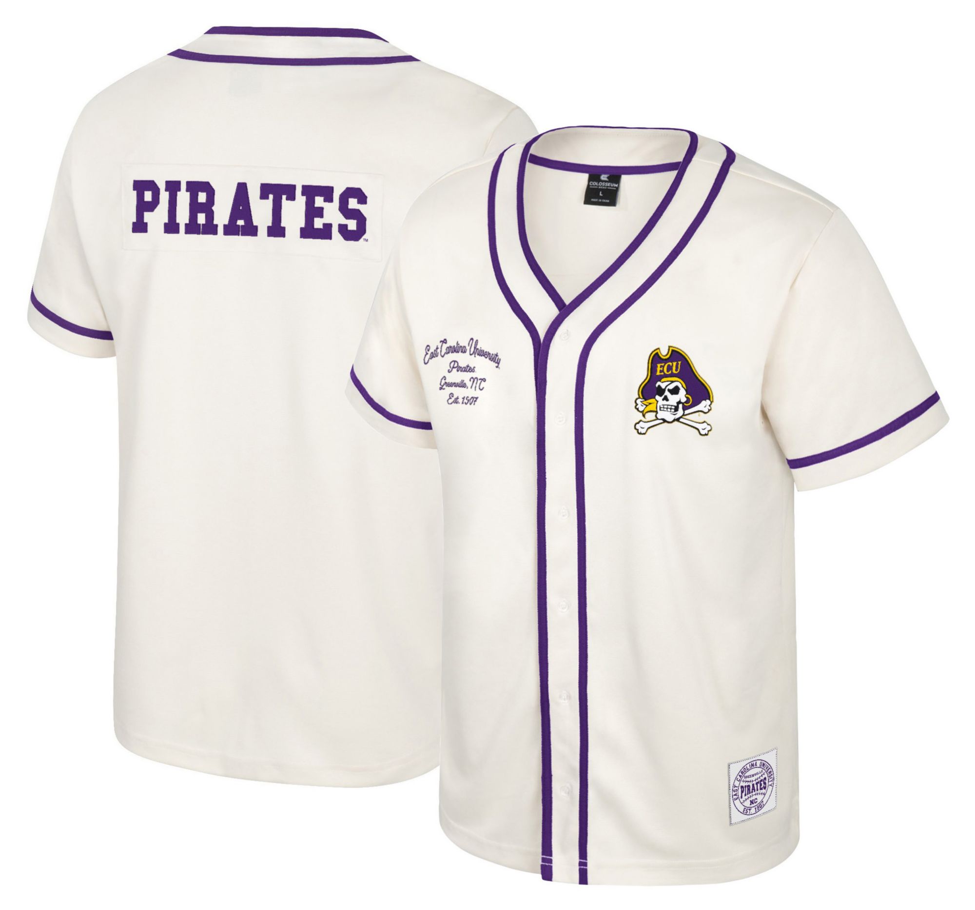 Colosseum Men's East Carolina Pirates Cream Hunter Seeker Baseball Jersey