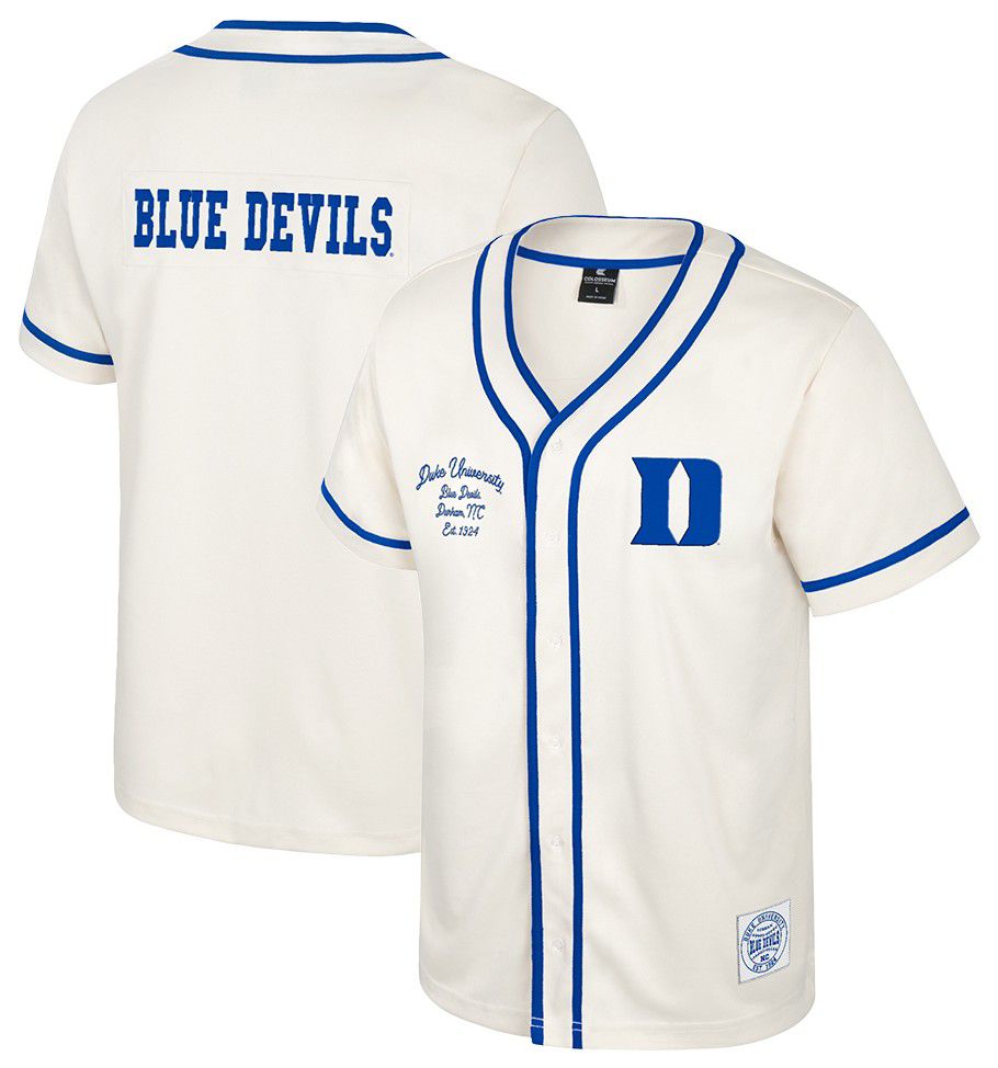 Colosseum Men's Duke Blue Devils Cream Hunter Seeker Baseball Jersey