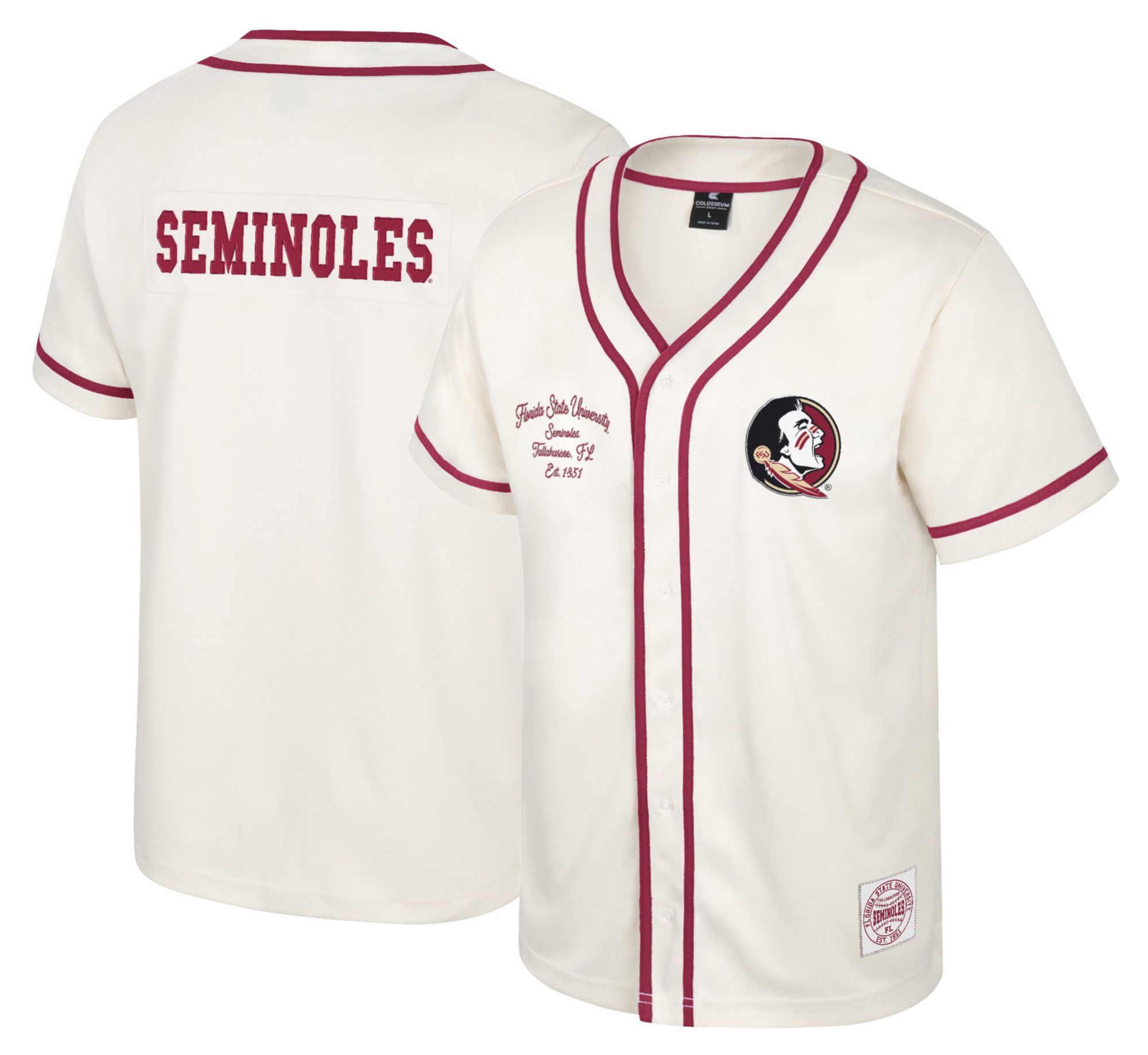 Colosseum Men's Florida State Seminoles Cream Hunter Seeker Baseball Jersey