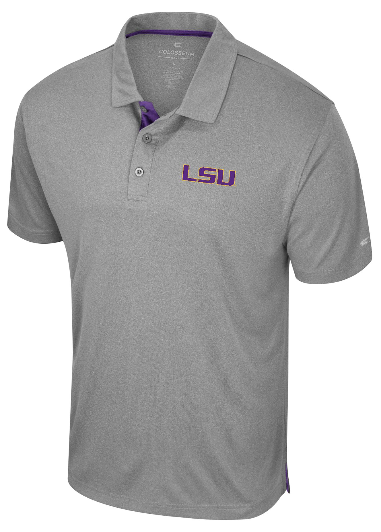 Colosseum Men's LSU Tigers Heather Grey Polo