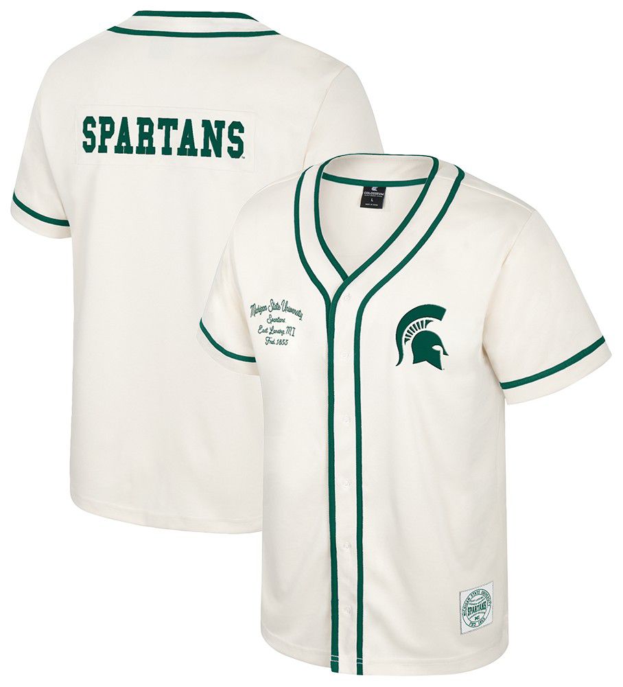 Colosseum Men's Michigan State Spartans Cream Hunter Seeker Baseball Jersey