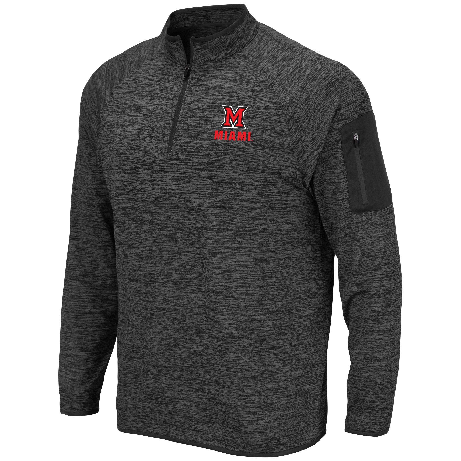 Colosseum Men's Miami RedHawks Heathered Charcoal Indus River 1/4 Zip Pullover
