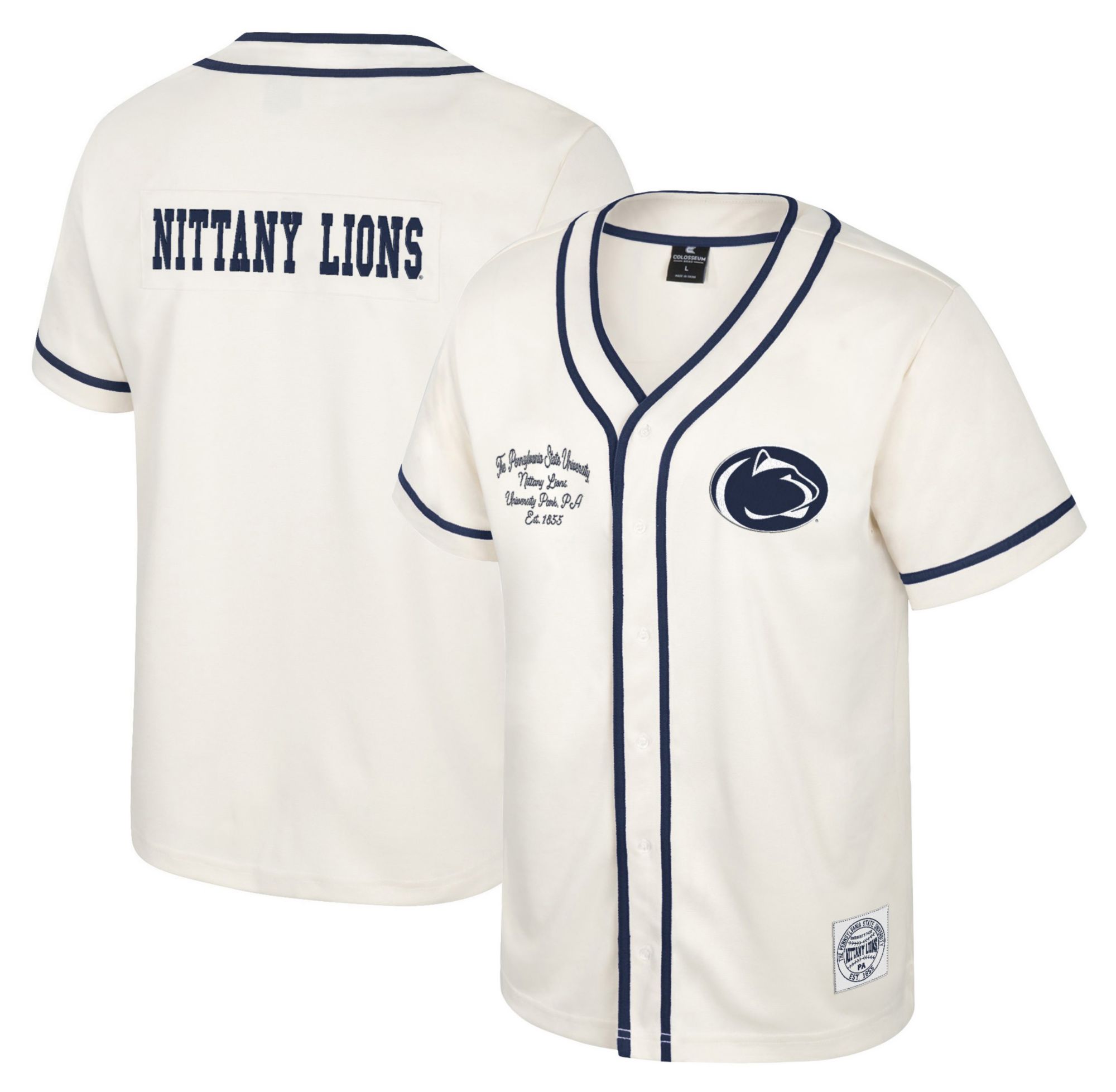 Colosseum Men's Penn State Nittany Lions Cream Hunter Seeker Baseball Jersey