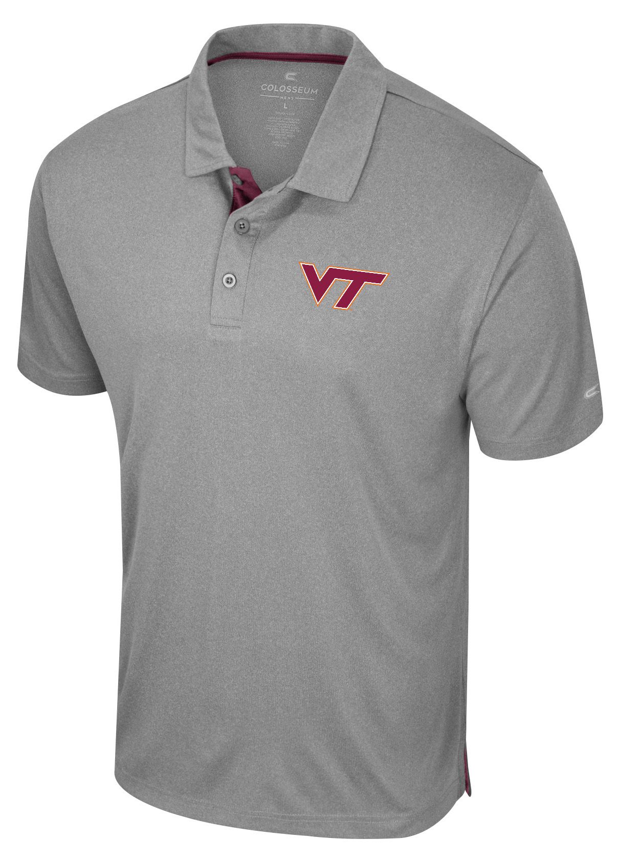 Colosseum Men's Virginia Tech Hokies Heather Grey Polo
