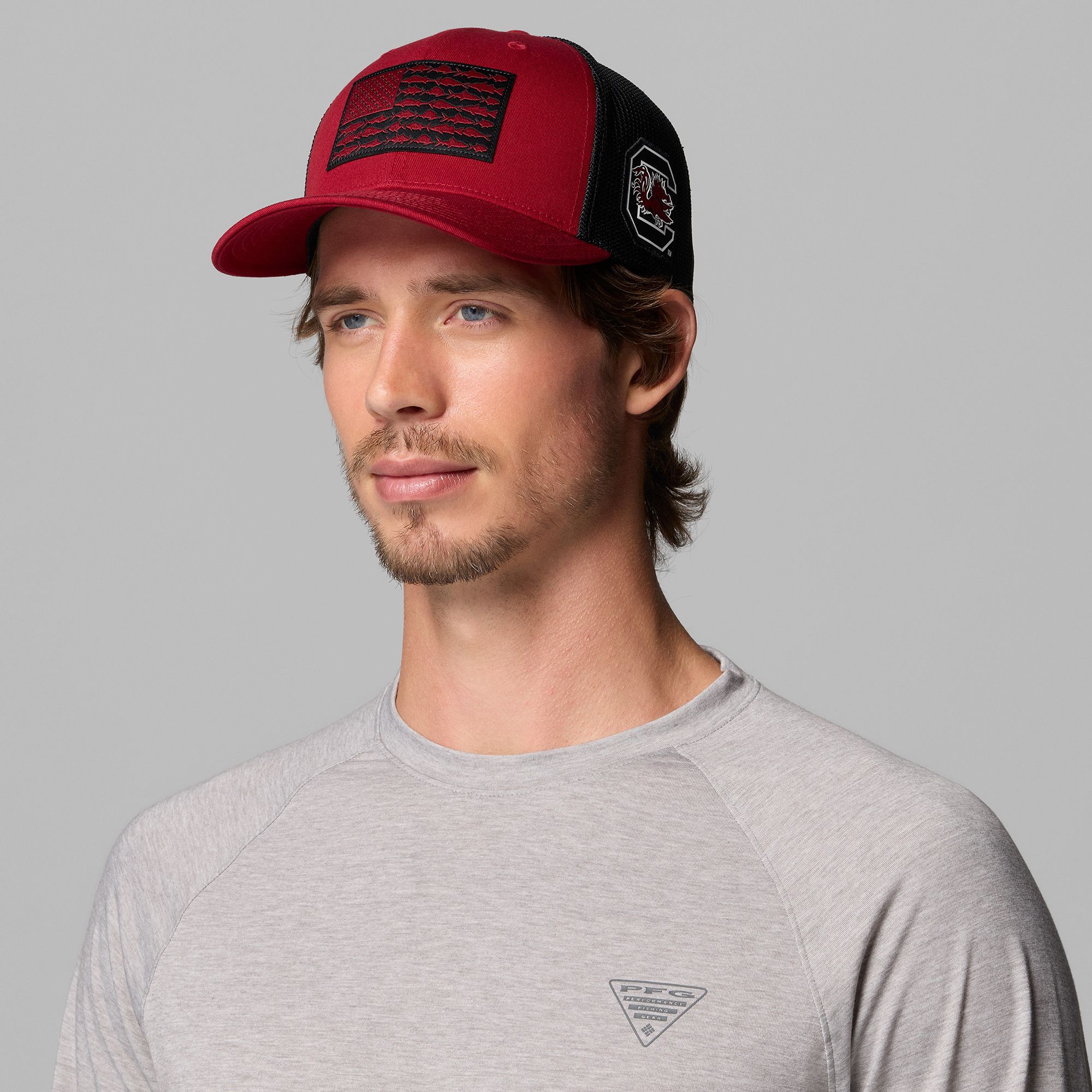 Columbia Adult South Carolina Gamecocks Beet Mesh Fish Flag Flex Fit Hat