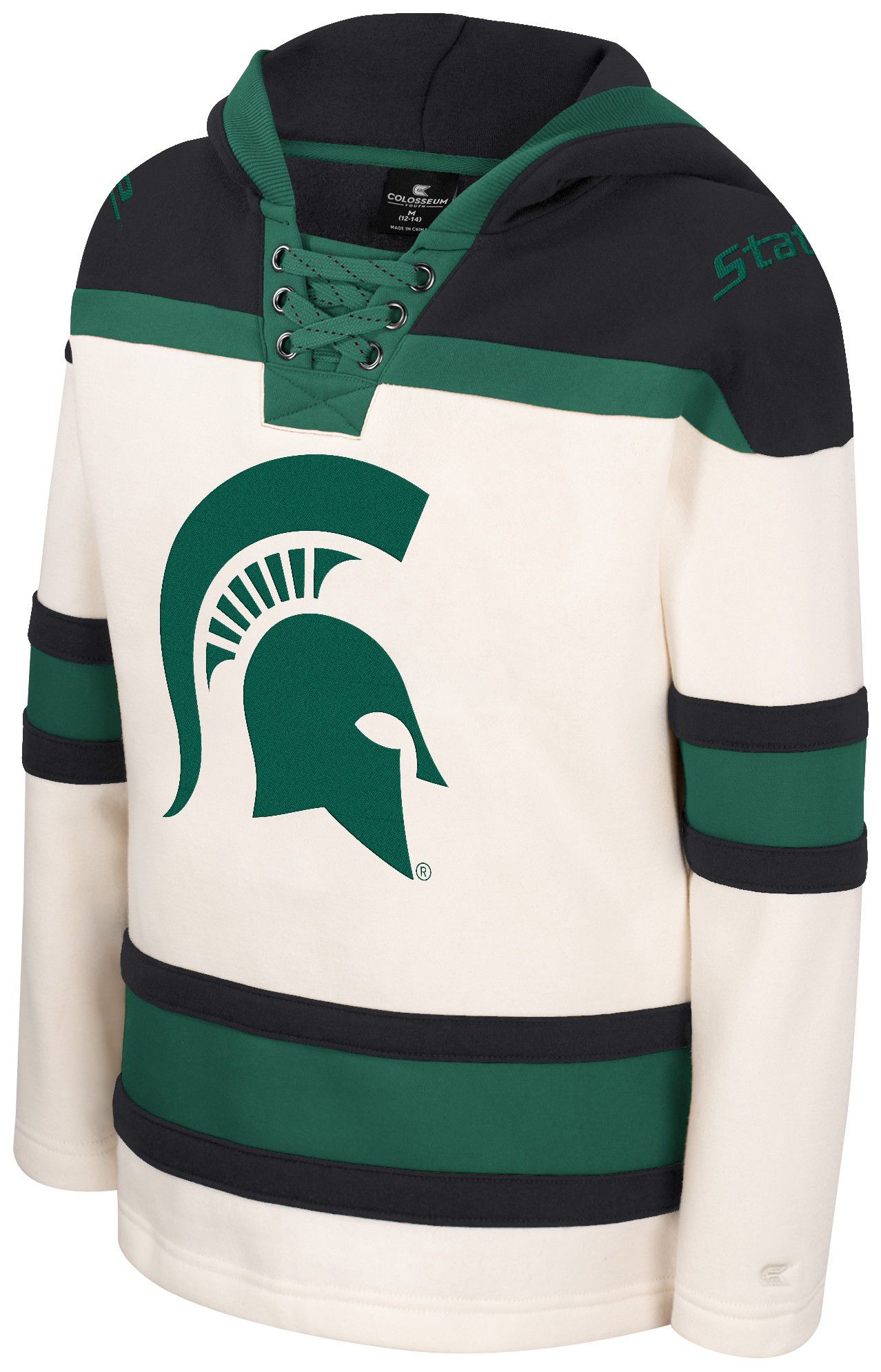 Colosseum Boys' Michigan State Spartans Hockey Hoodie, Small, White