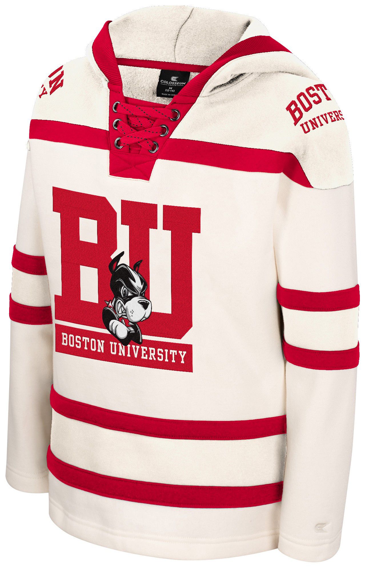 Colosseum Boys' Boston Terriers Hockey Hoodie, Small, White