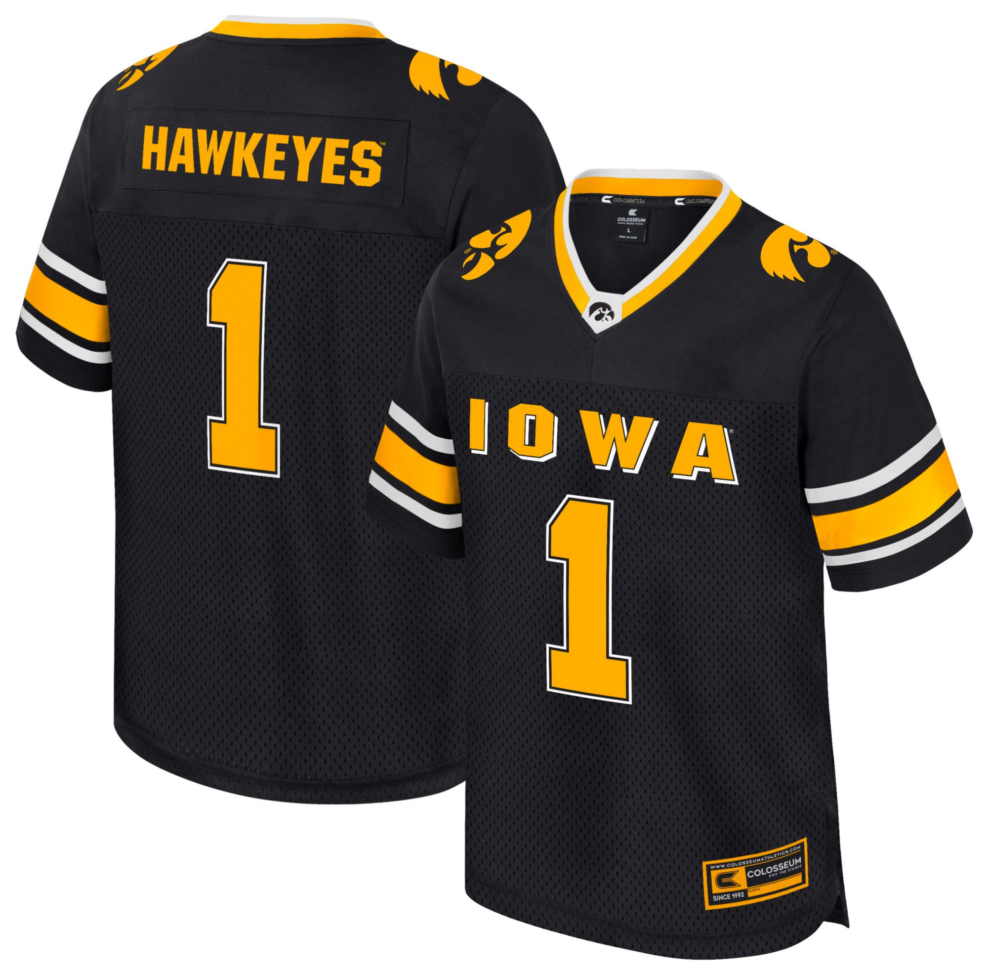 Colosseum Boys' Iowa Hawkeyes Black All Day Football Jersey