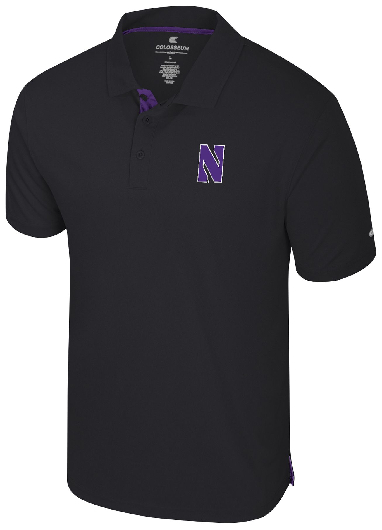 Colosseum Men's Northwestern Wildcats Black Polo