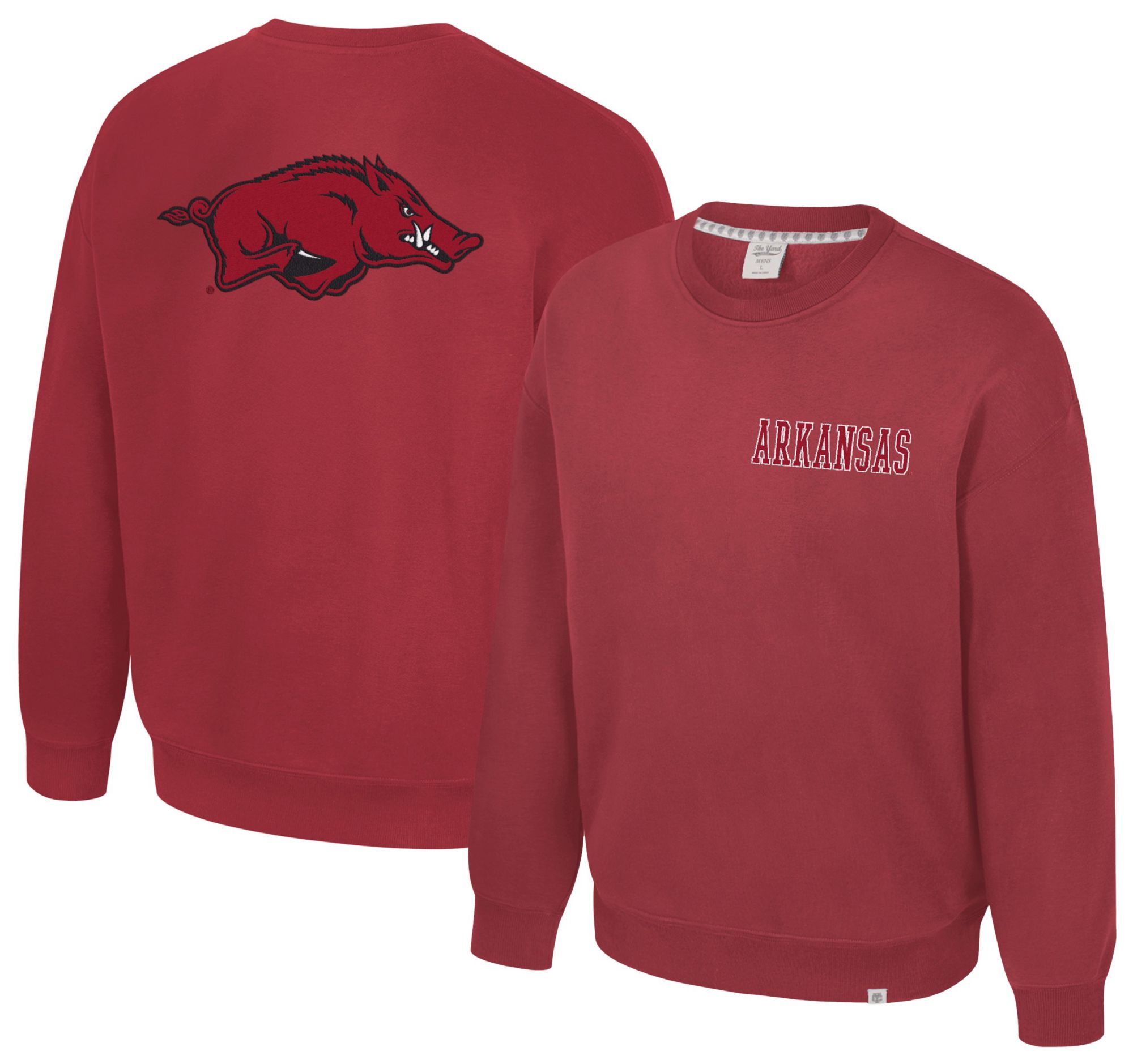 Colosseum Men's Arkansas Razorbacks Cardinal Super-Rich Vintage Crewneck Sweatshirt