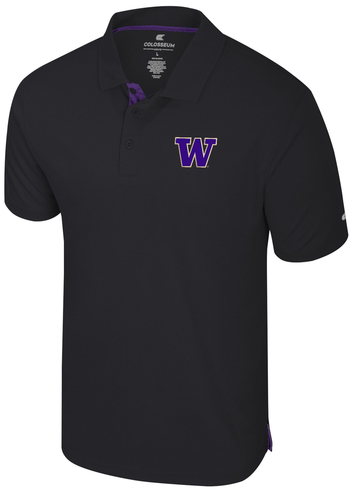 Colosseum Men's Washington Huskies Black Polo
