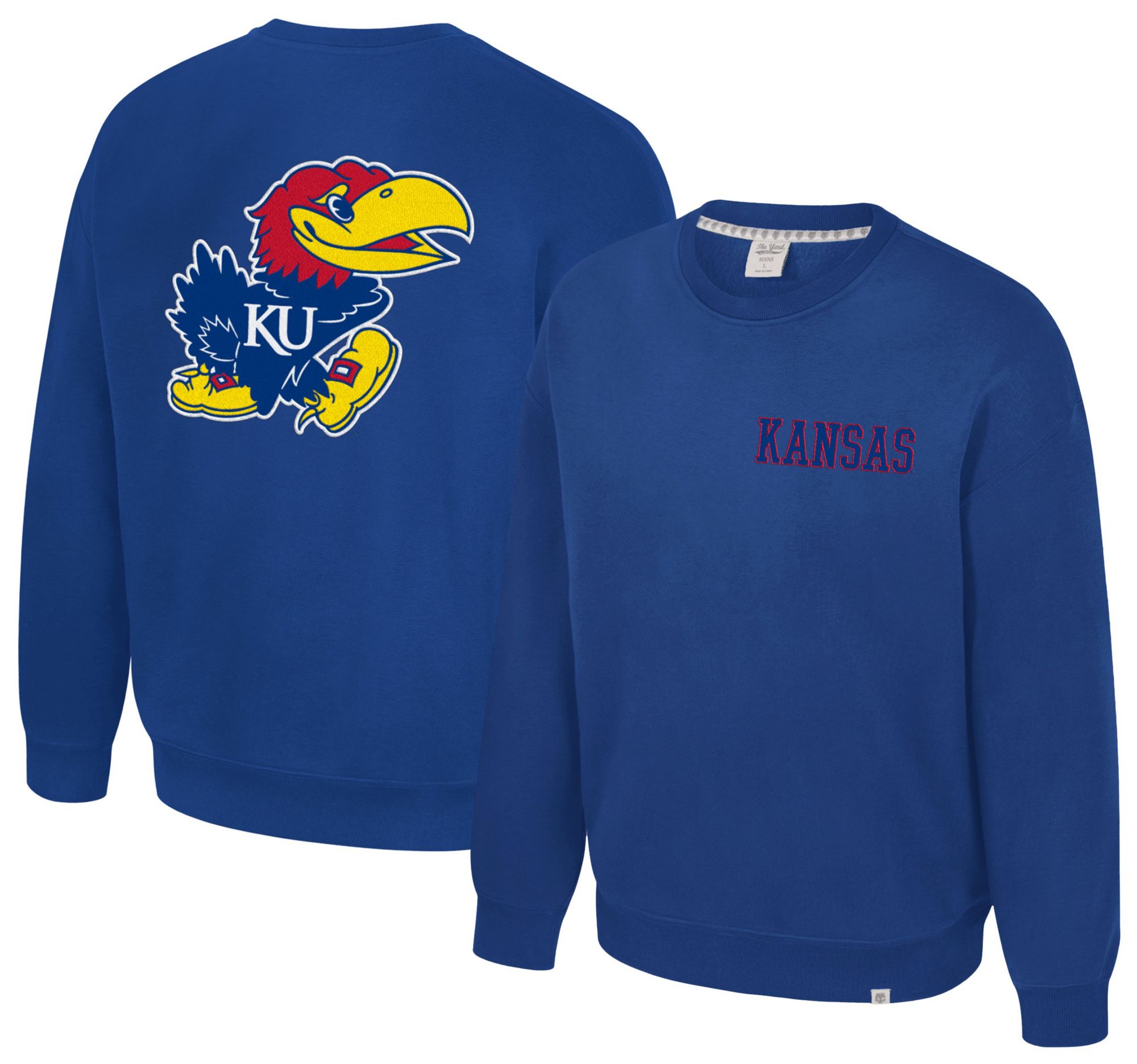 Colosseum Men's Kansas Jayhawks Royal Super-Rich Vintage Crewneck Sweatshirt