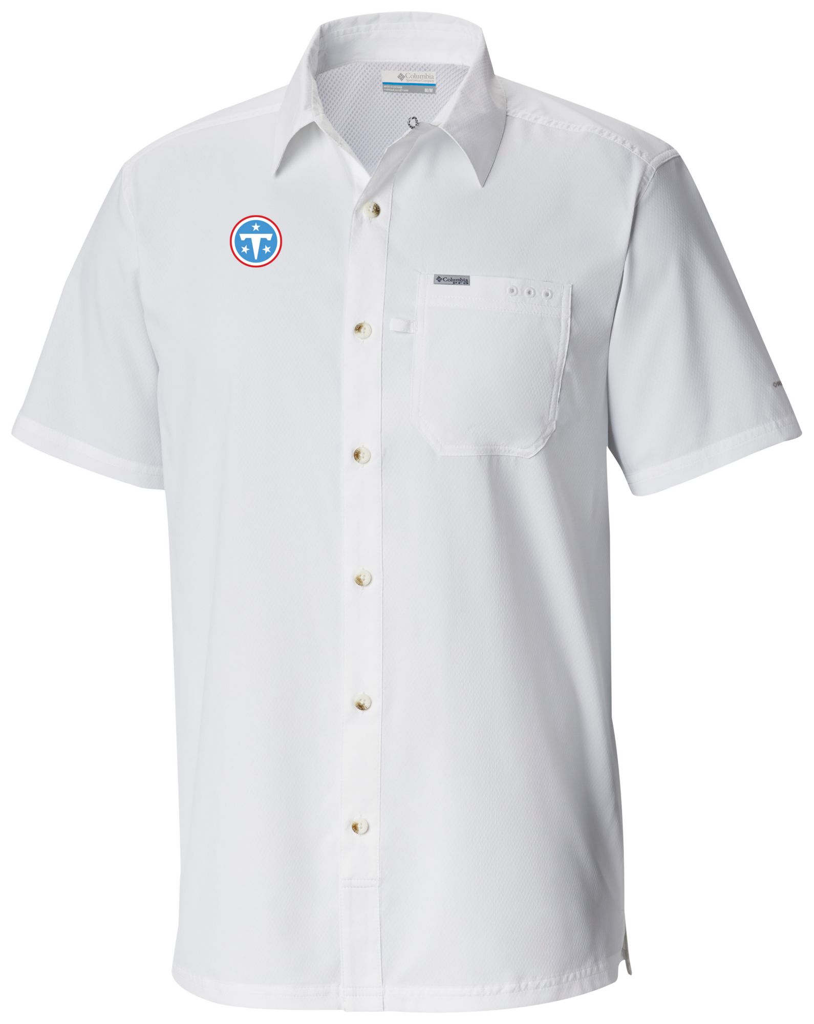 Columbia Men's Tennessee Titans White Slack Tide Short Sleeve Camp Shirt