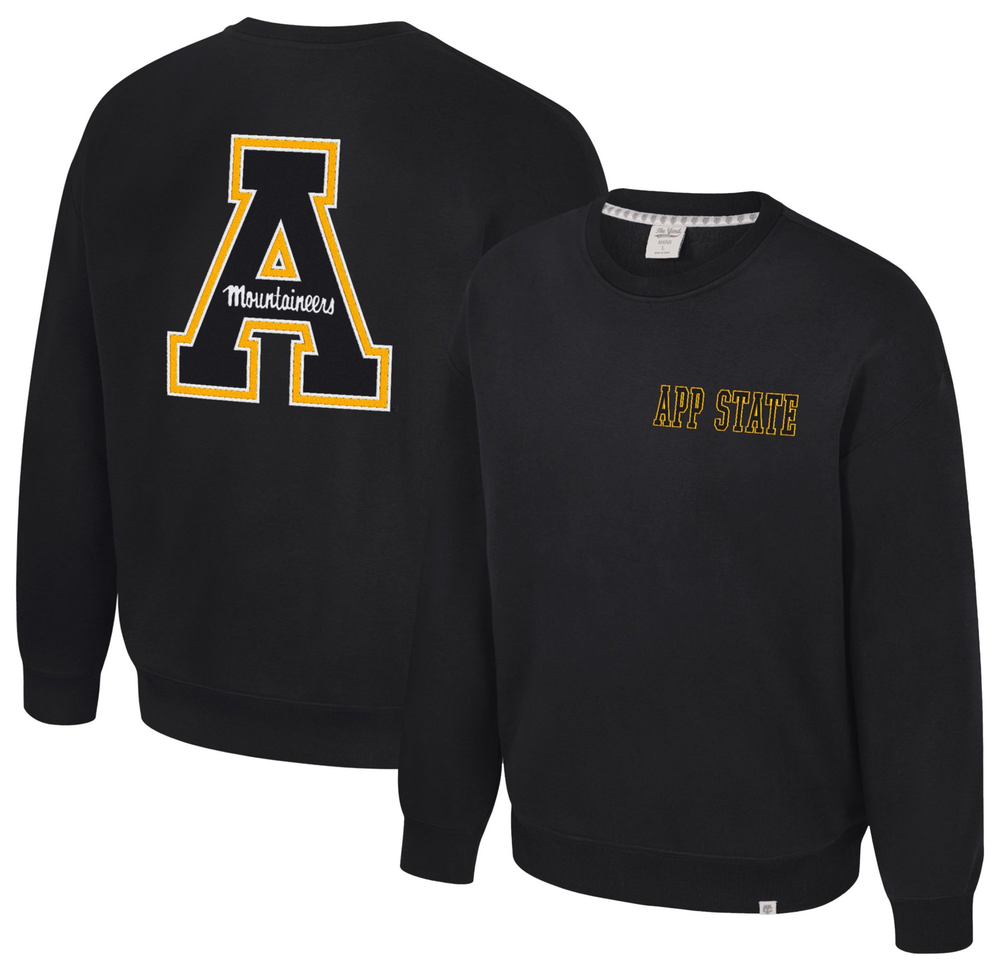 Colosseum Men's Appalachian State Mountaineers Black Super-Rich Vintage Crewneck Sweatshirt, XXL