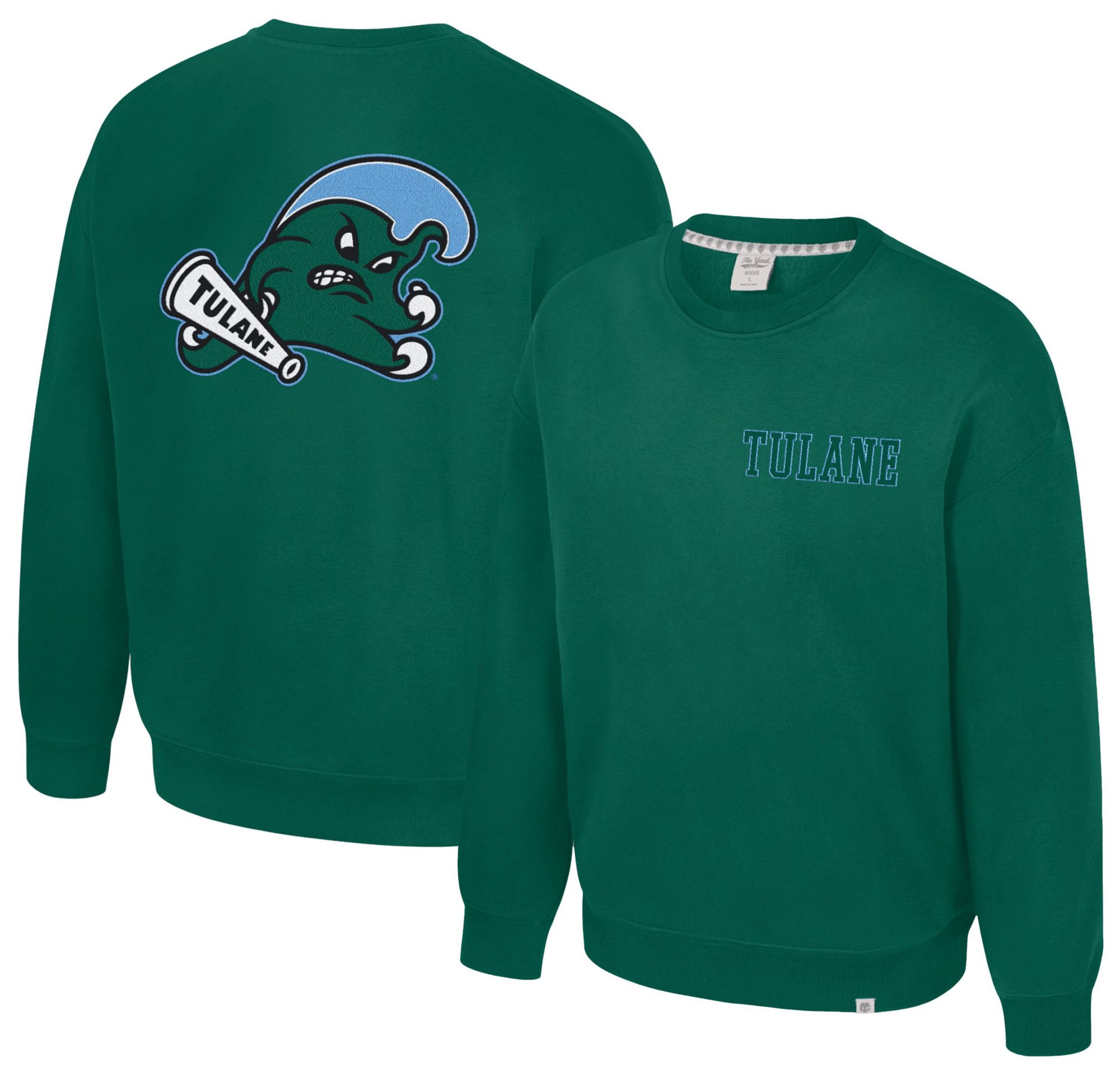 Colosseum Men's Tulane Green Wave Green Super-Rich Vintage Crewneck Sweatshirt