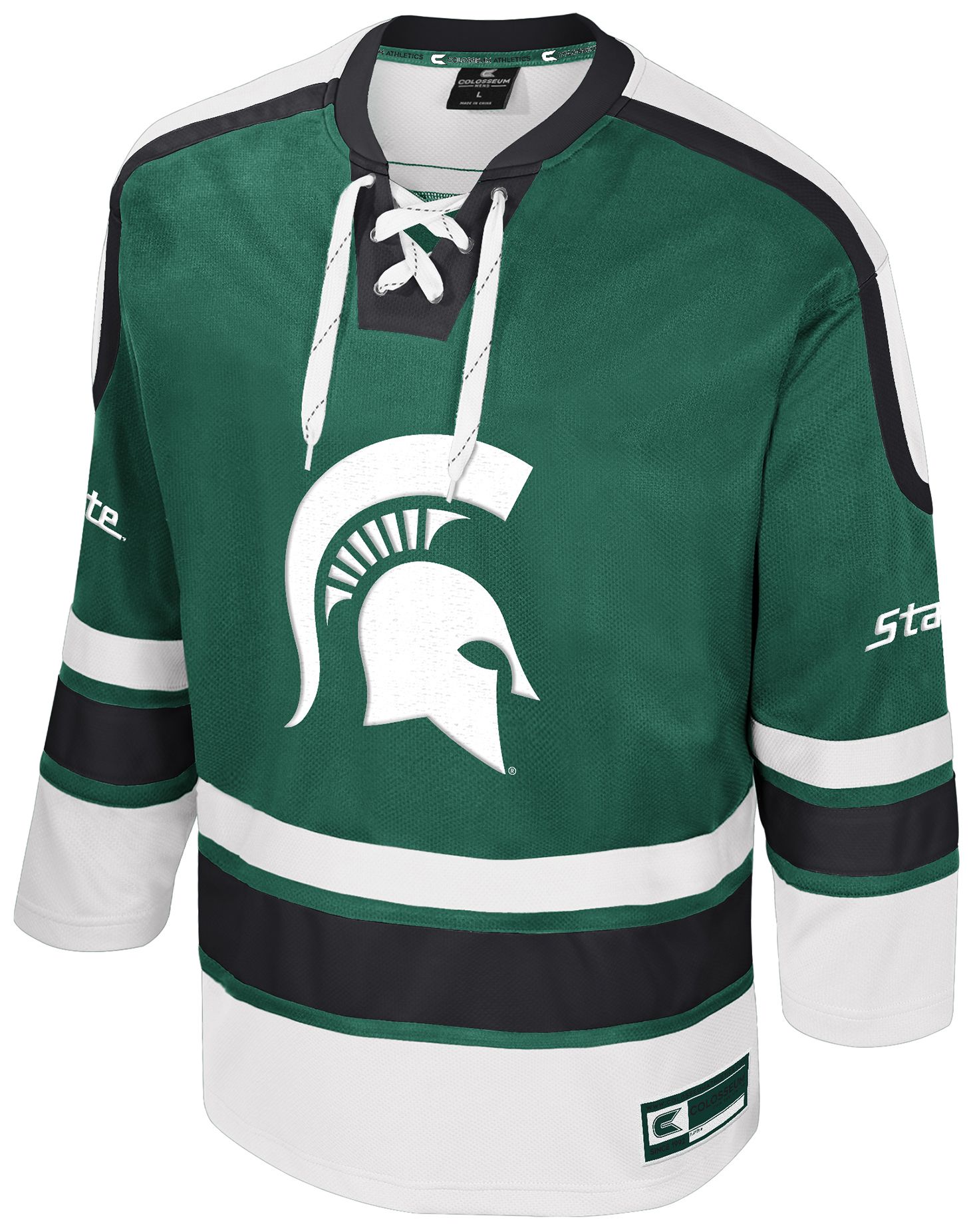 Colosseum Men's Michigan State Spartans Heard Hockey Jersey, Green