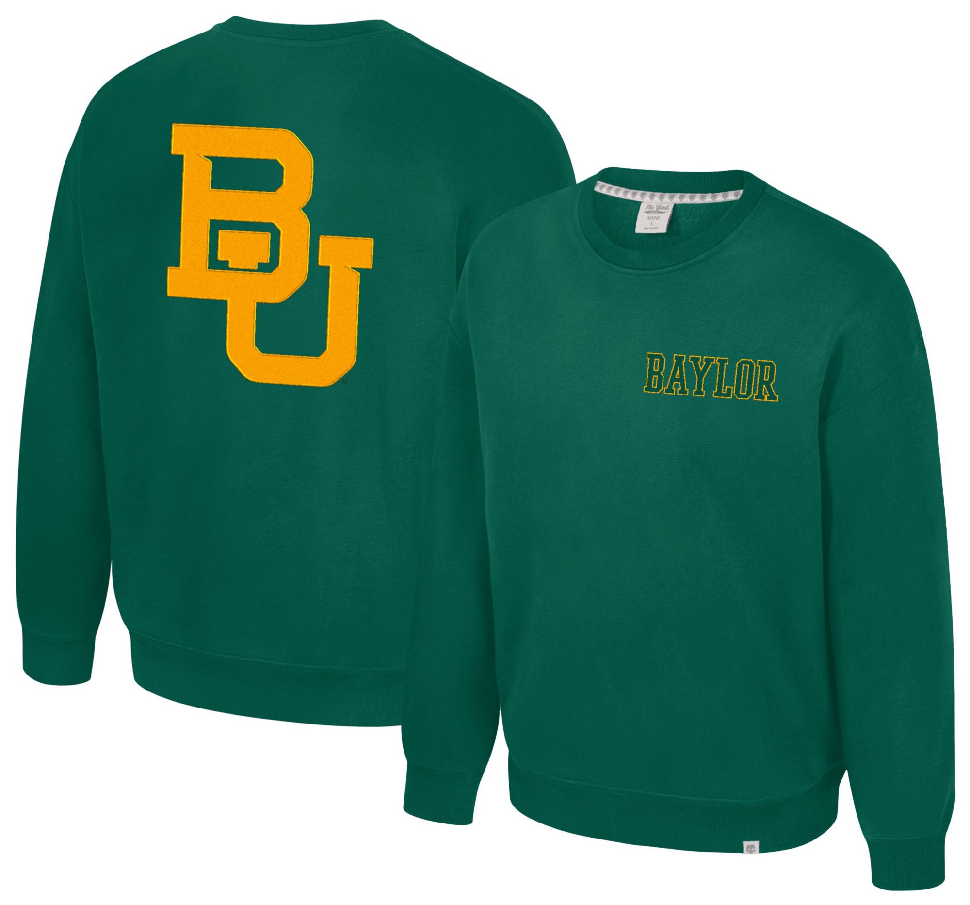 Colosseum Men's Baylor Bears Green Super-Rich Vintage Crewneck Sweatshirt