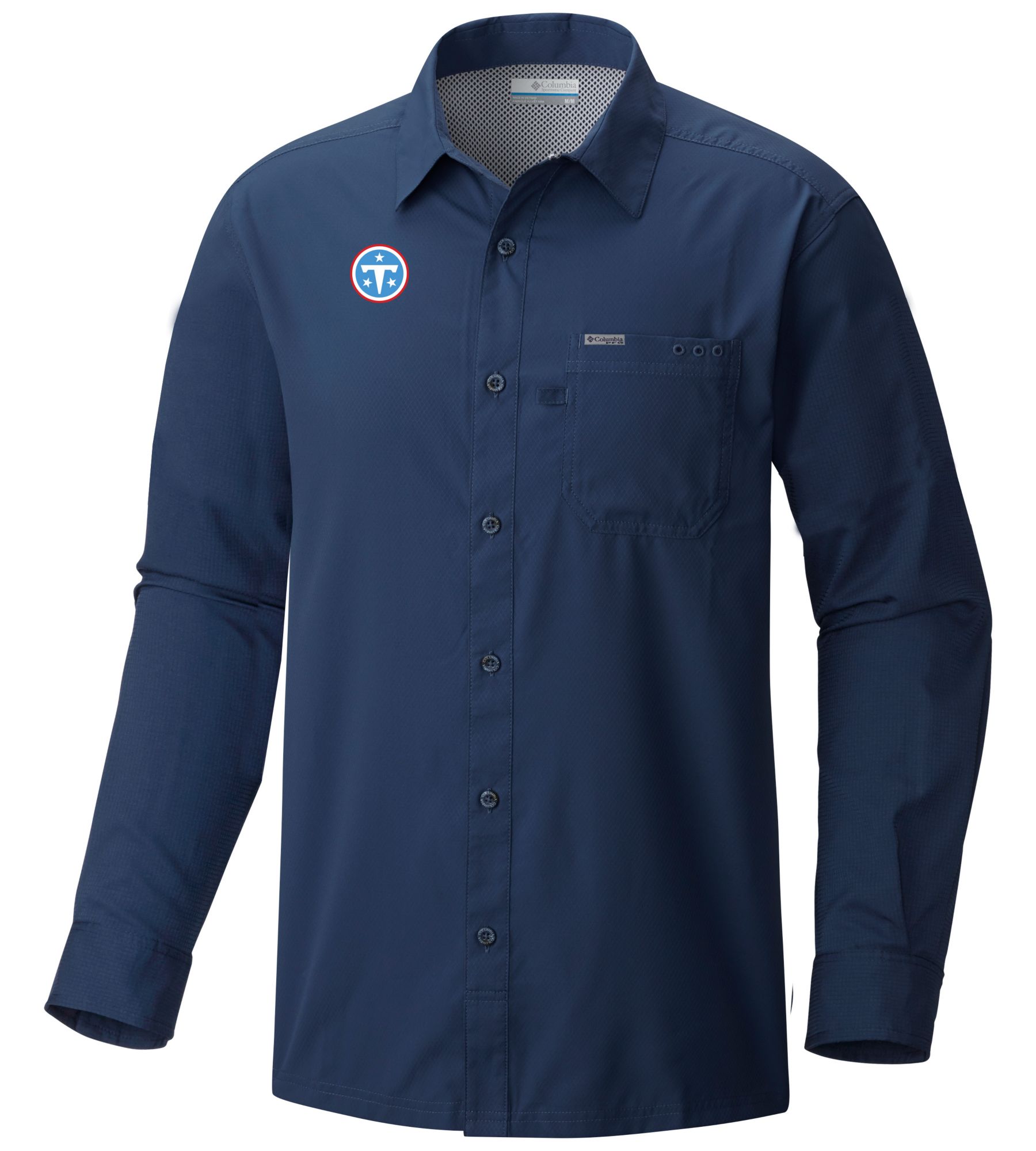 Columbia Men's Tennessee Titans Navy Slack Tide Short Sleeve Camp Shirt