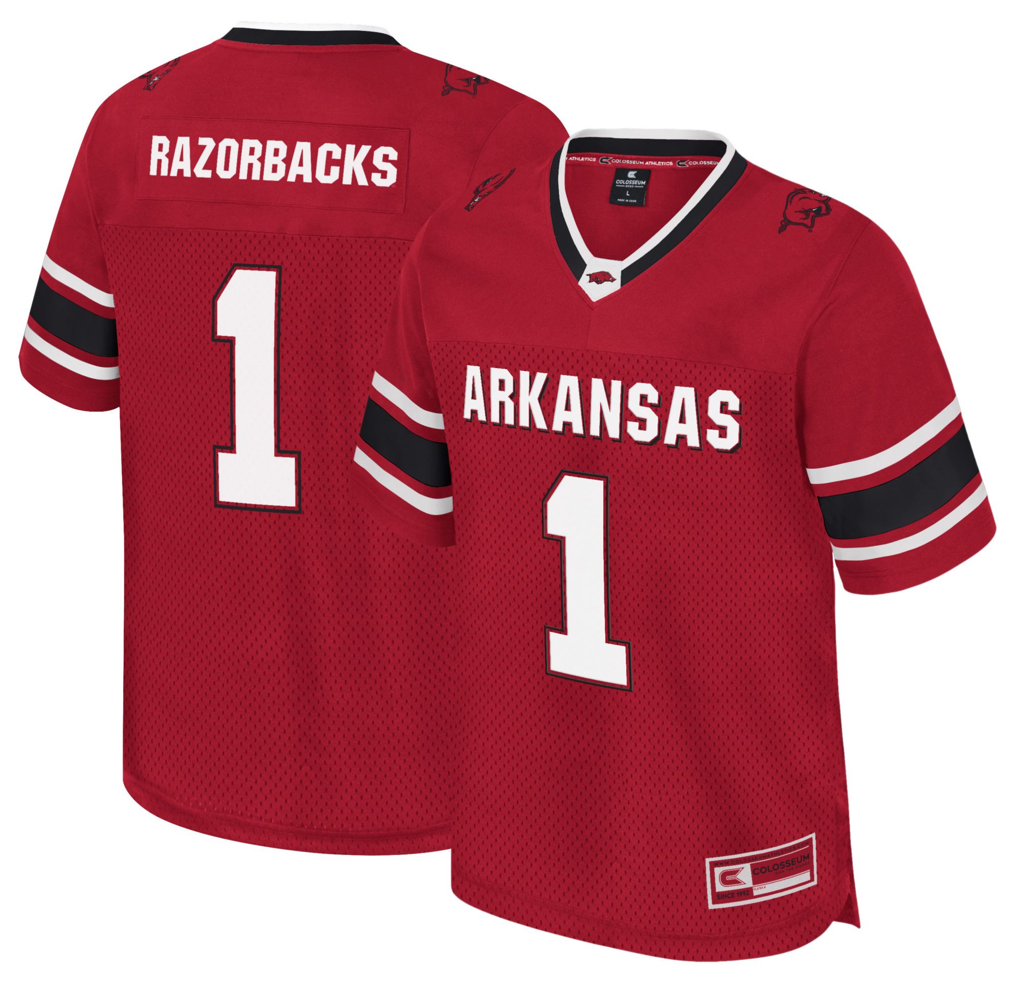 Colosseum Men's Arkansas Razorbacks Cardinal All Day Football Jersey, XXL, Red
