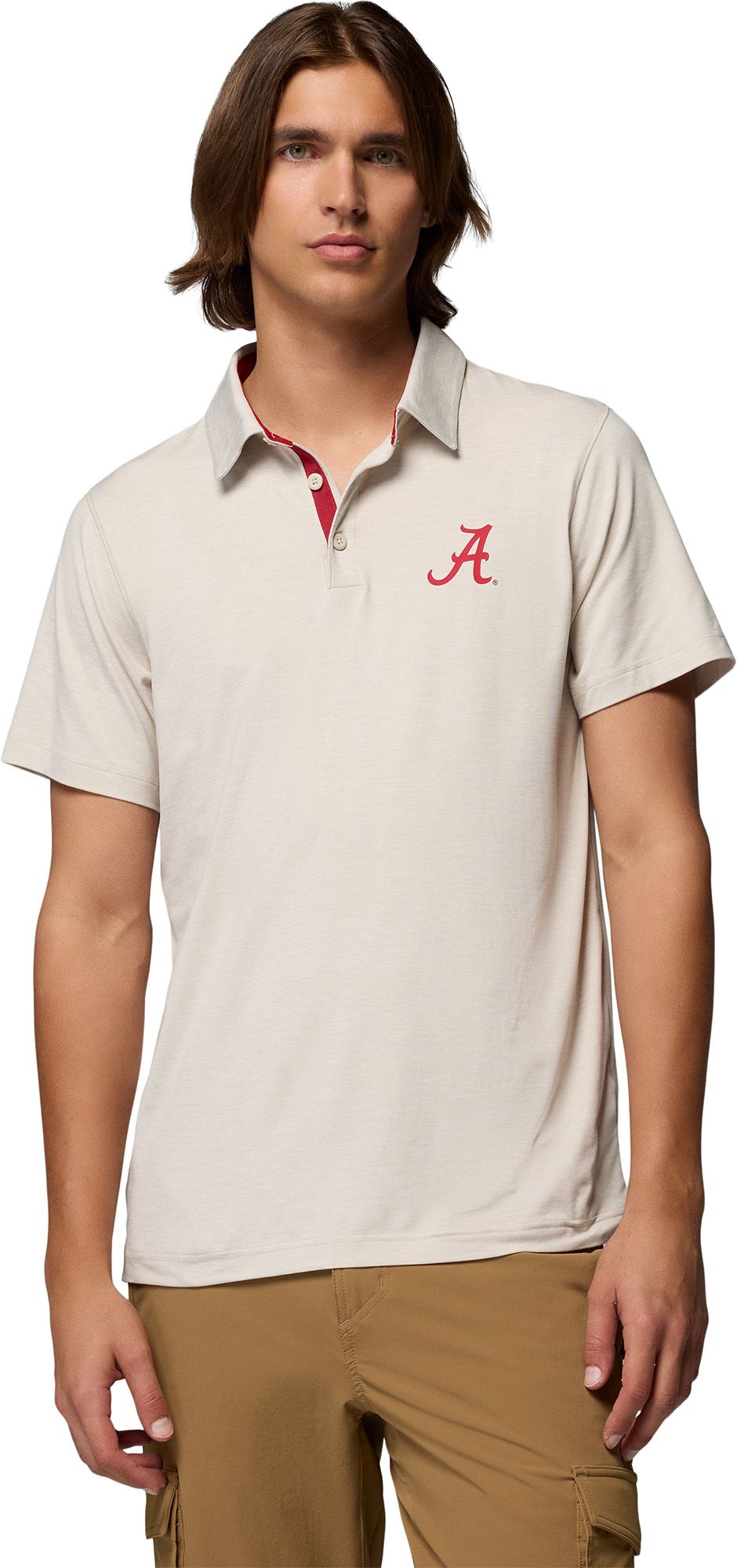 Columbia Men's Alabama Crimson Tide Stone Marled Tech Trail Polo