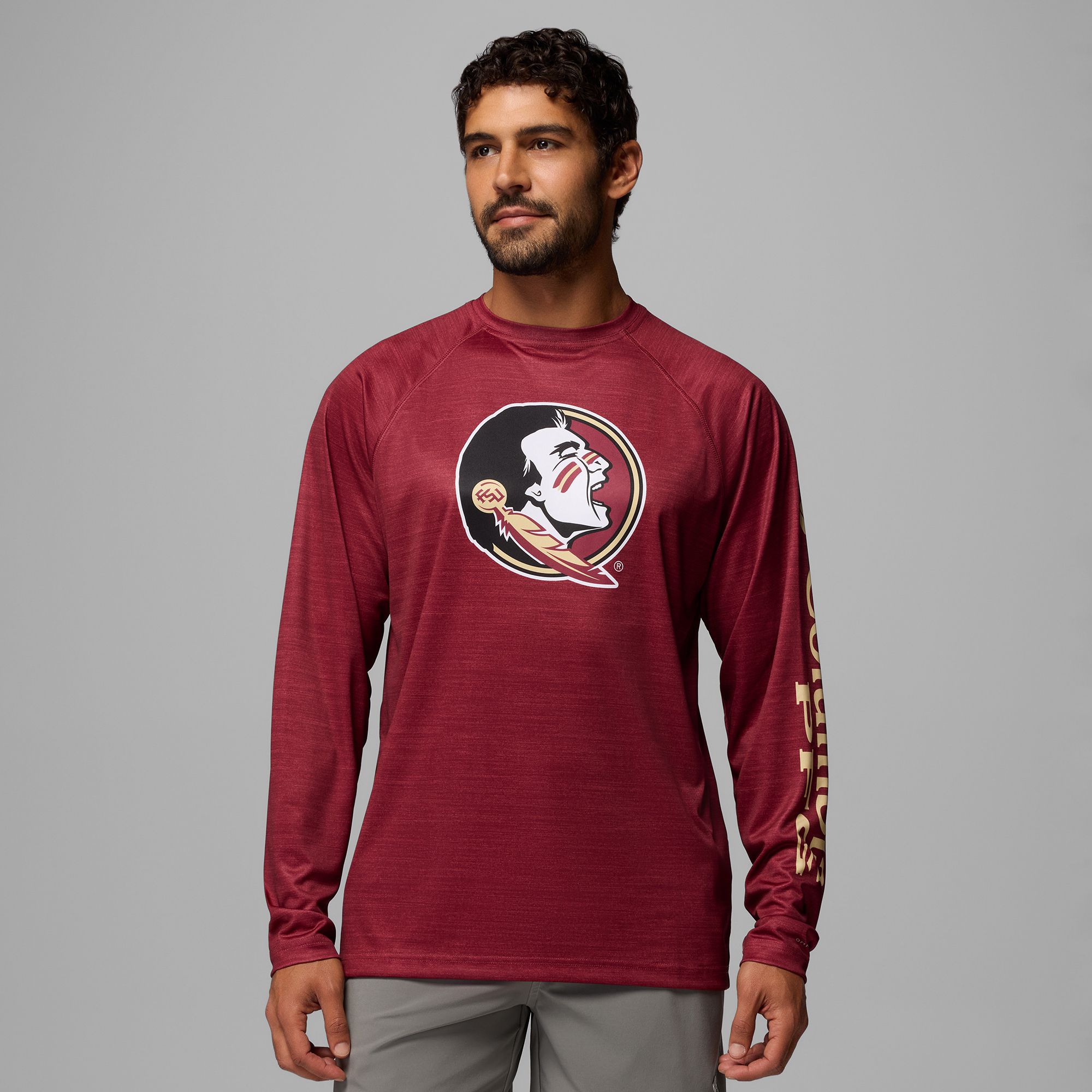 Columbia Men's Florida State Seminoles Cabernet Terminal Tackle Long Sleeve Shirt