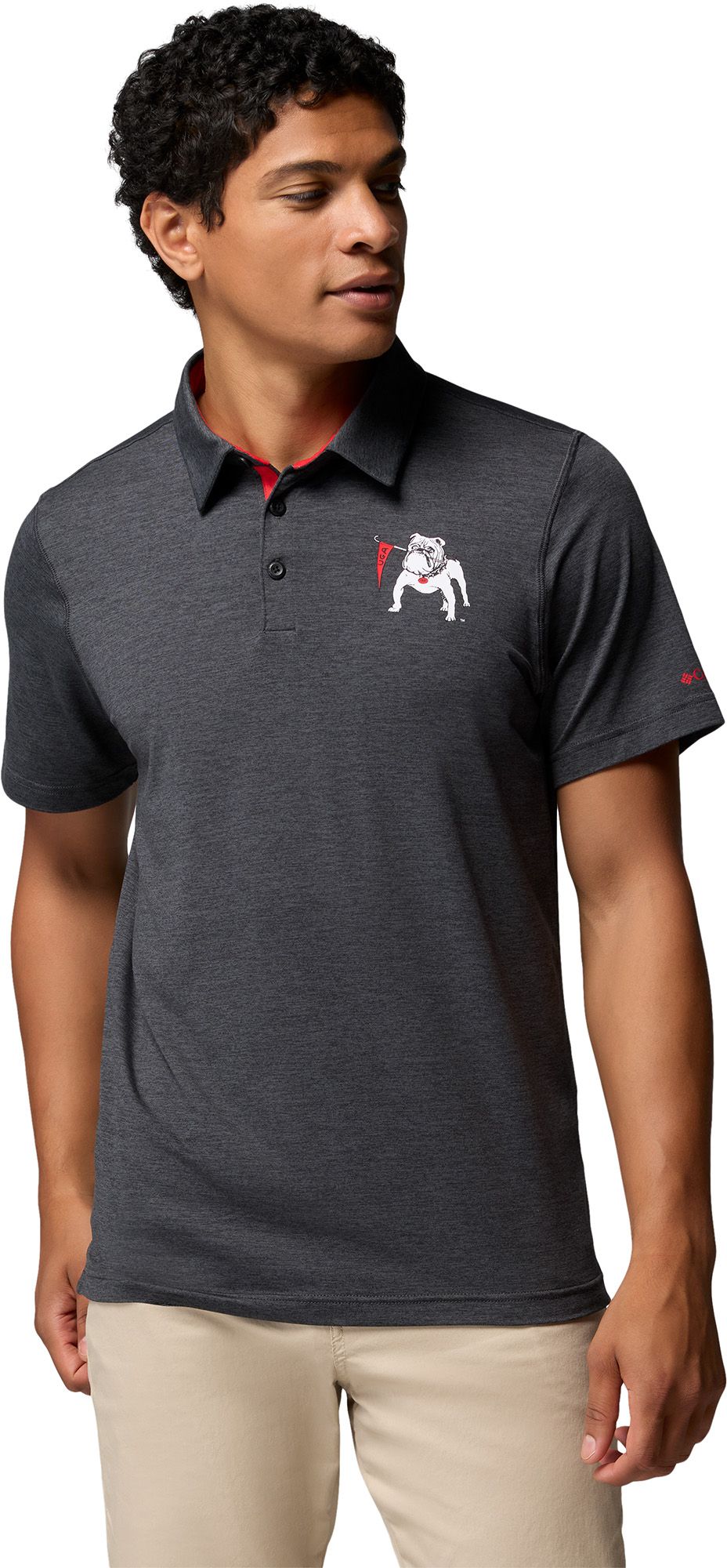 Columbia Men's Georgia Bulldogs Black Marled Tech Trail Polo