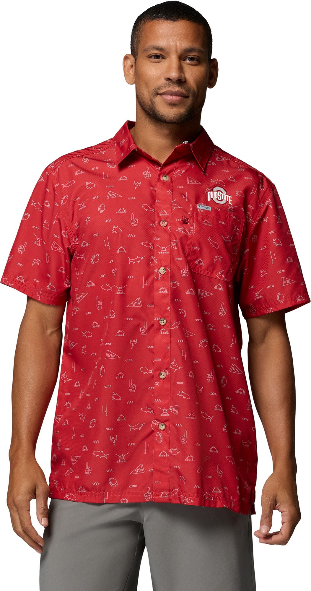 Columbia Men's Ohio State Buckeyes Red Super Slack Tide Fame Frenzy T-Shirt